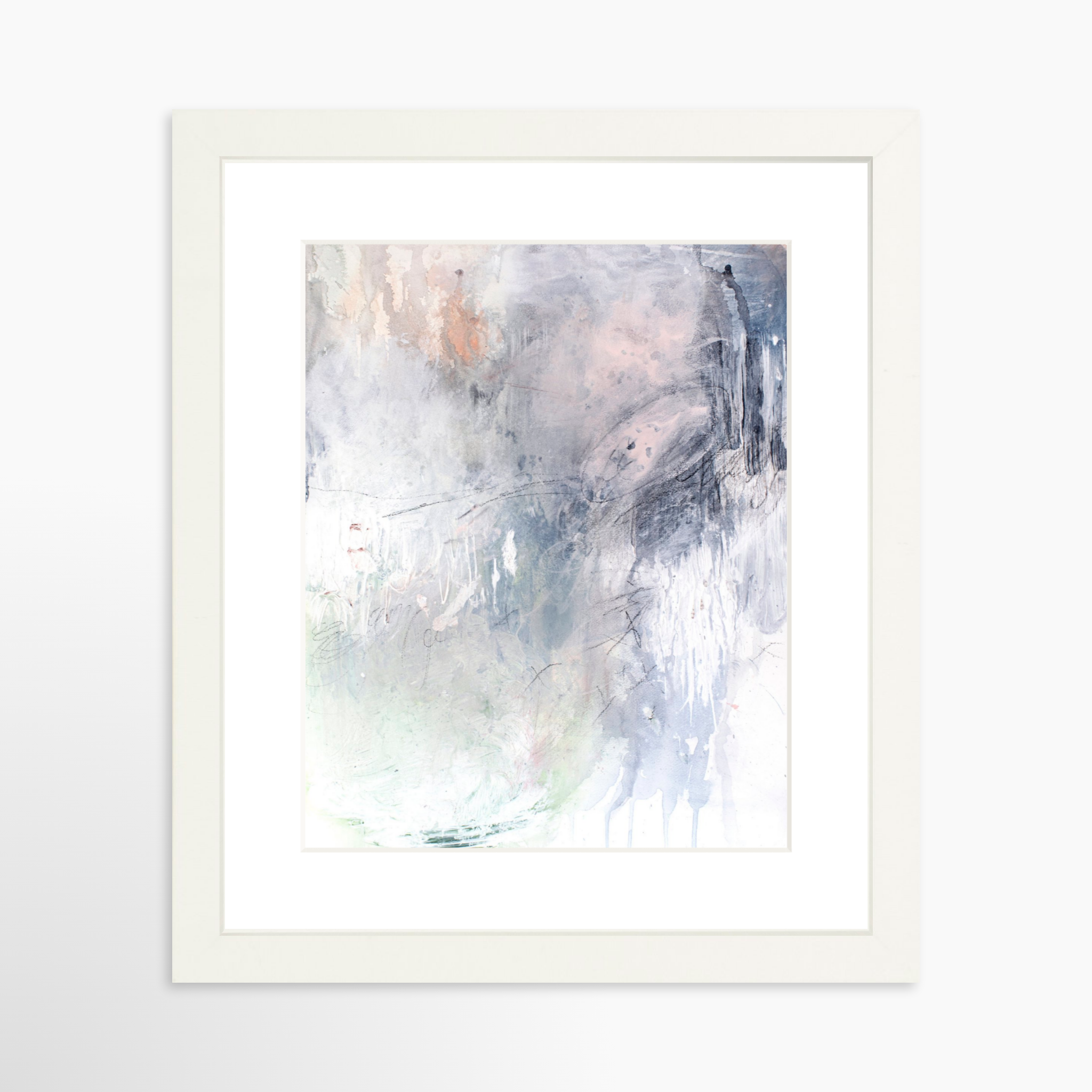 8x10 / White Frame + White Mat