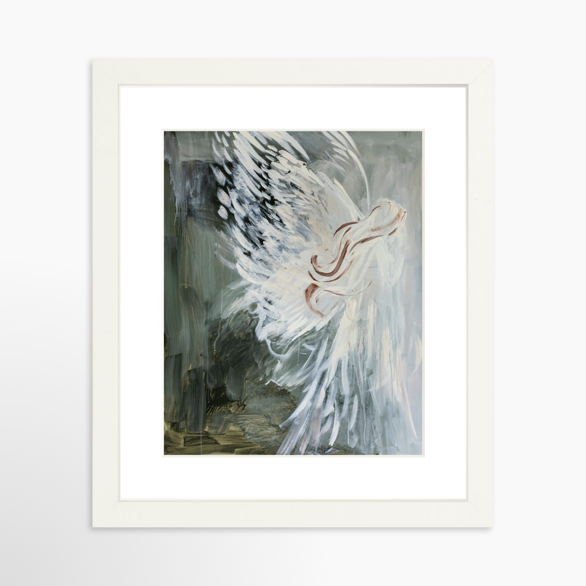 8x10 / White Frame + White Mat
