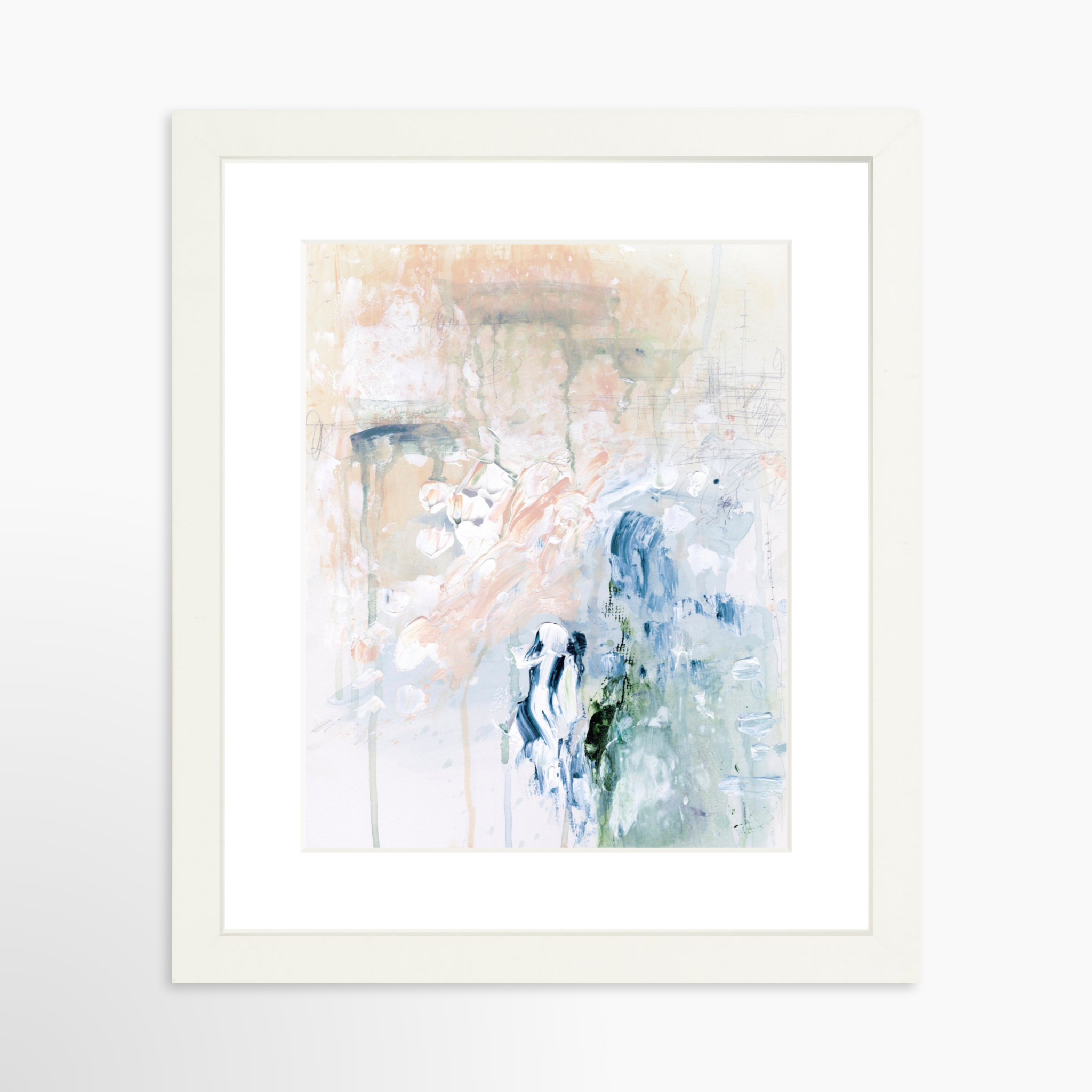 8x10 / White Frame + White Mat