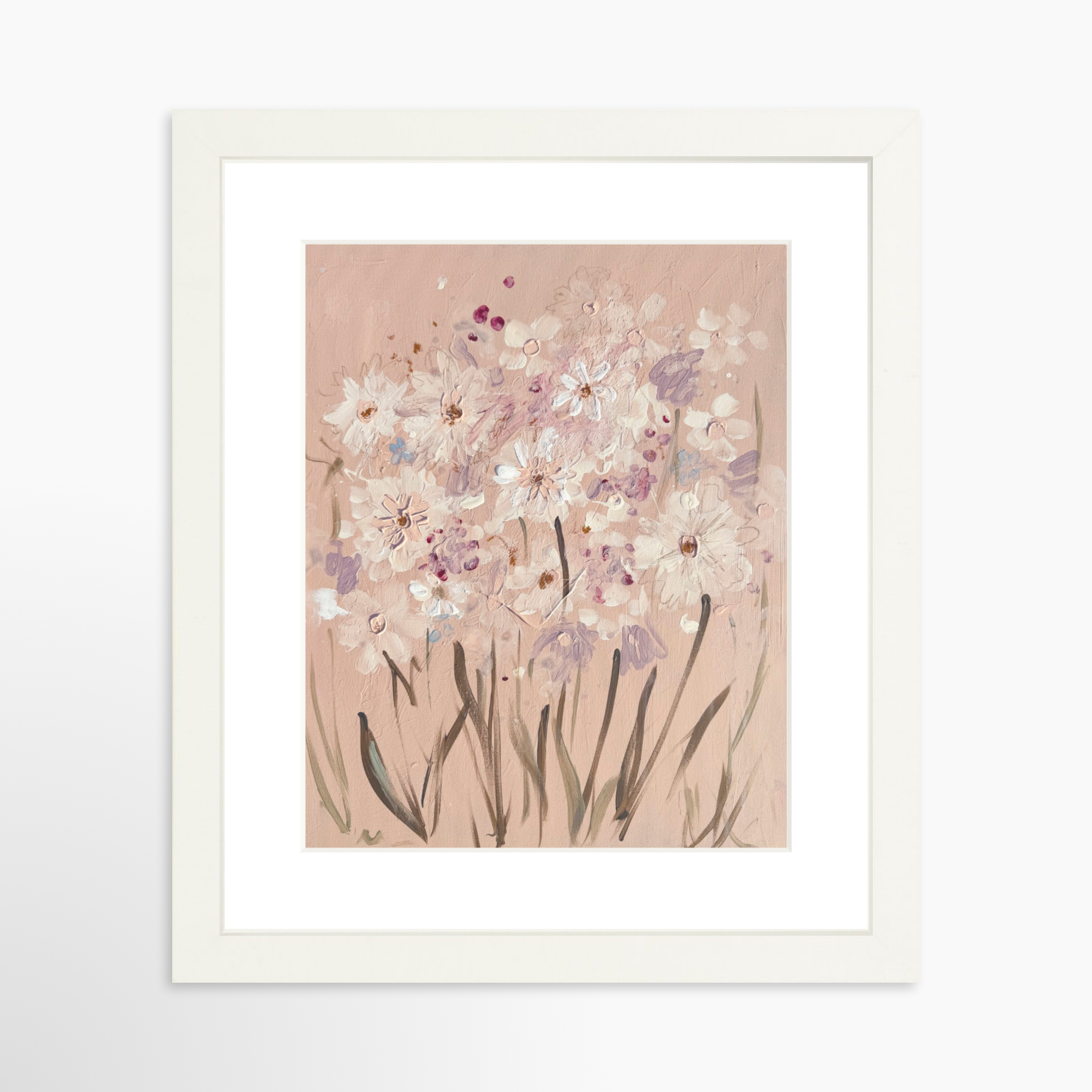 8x10 / White Frame + White Mat