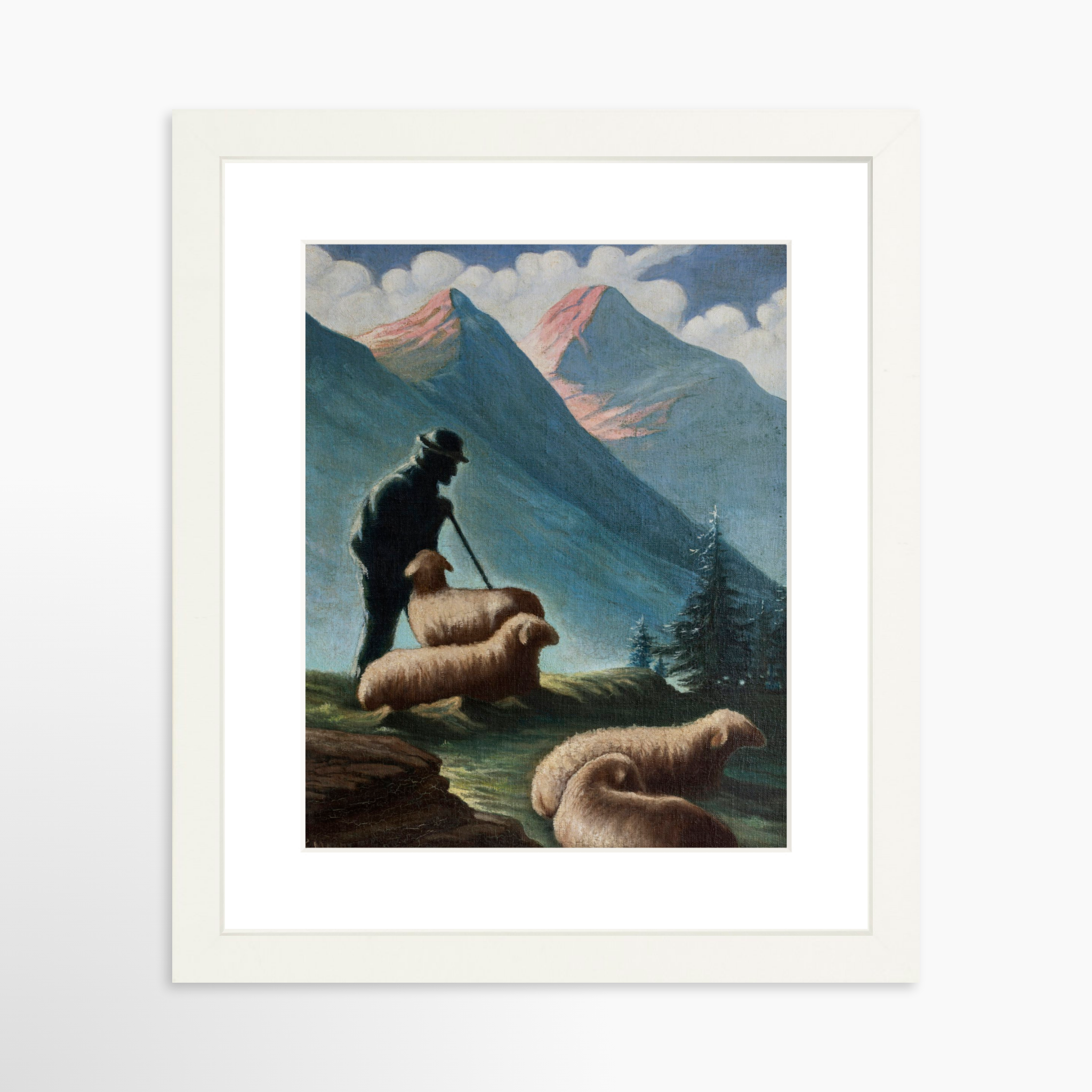 8x10 / White Frame + White Mat