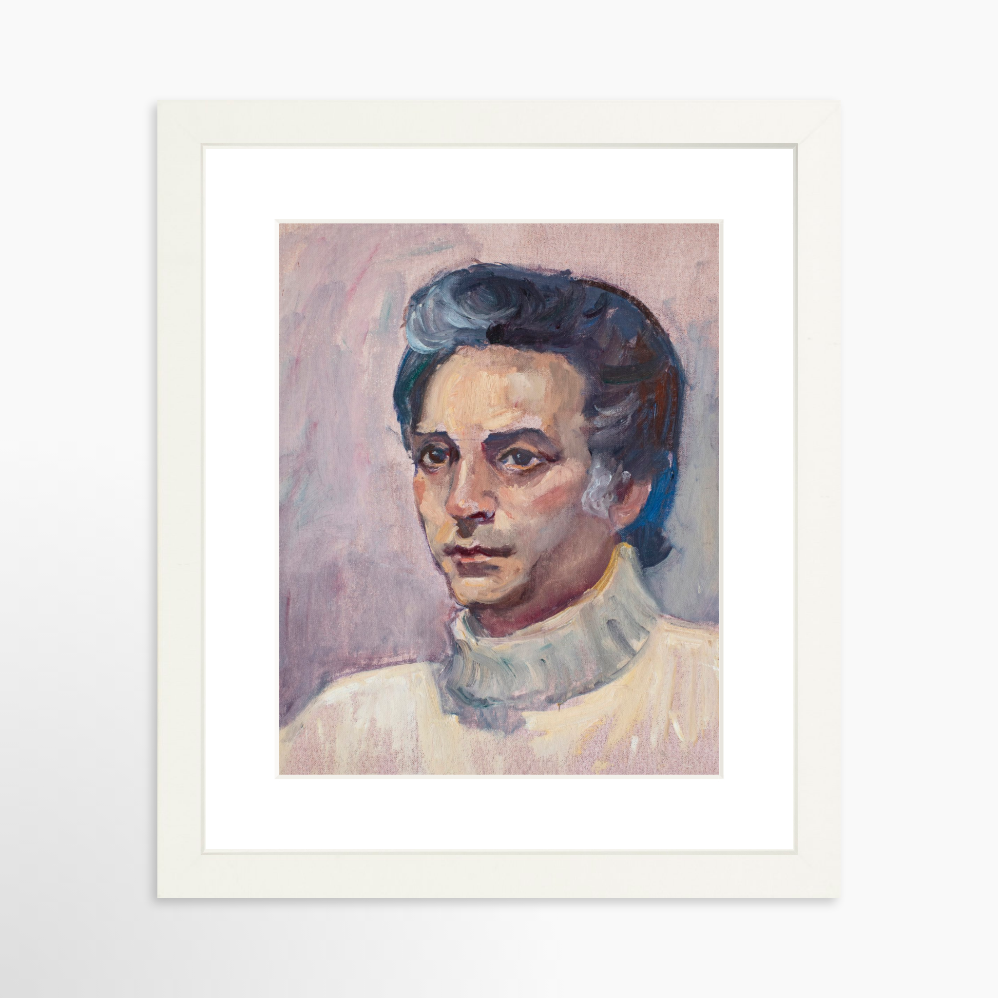 8x10 / White Frame + White Mat