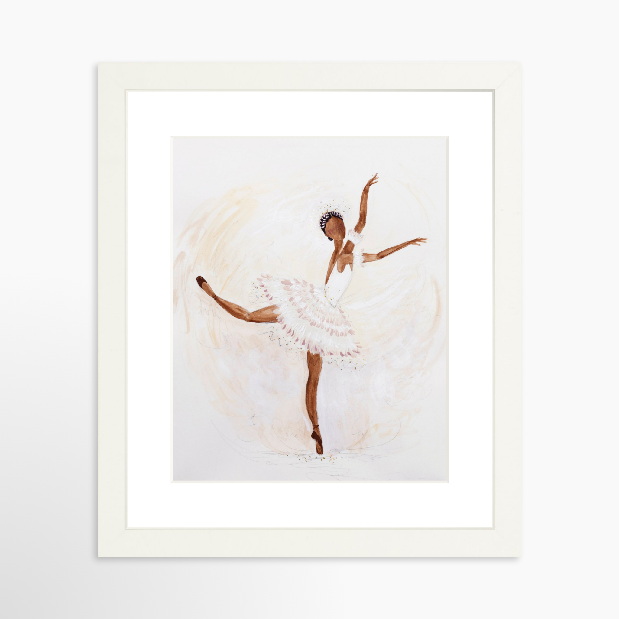 8x10 / White Frame + White Mat
