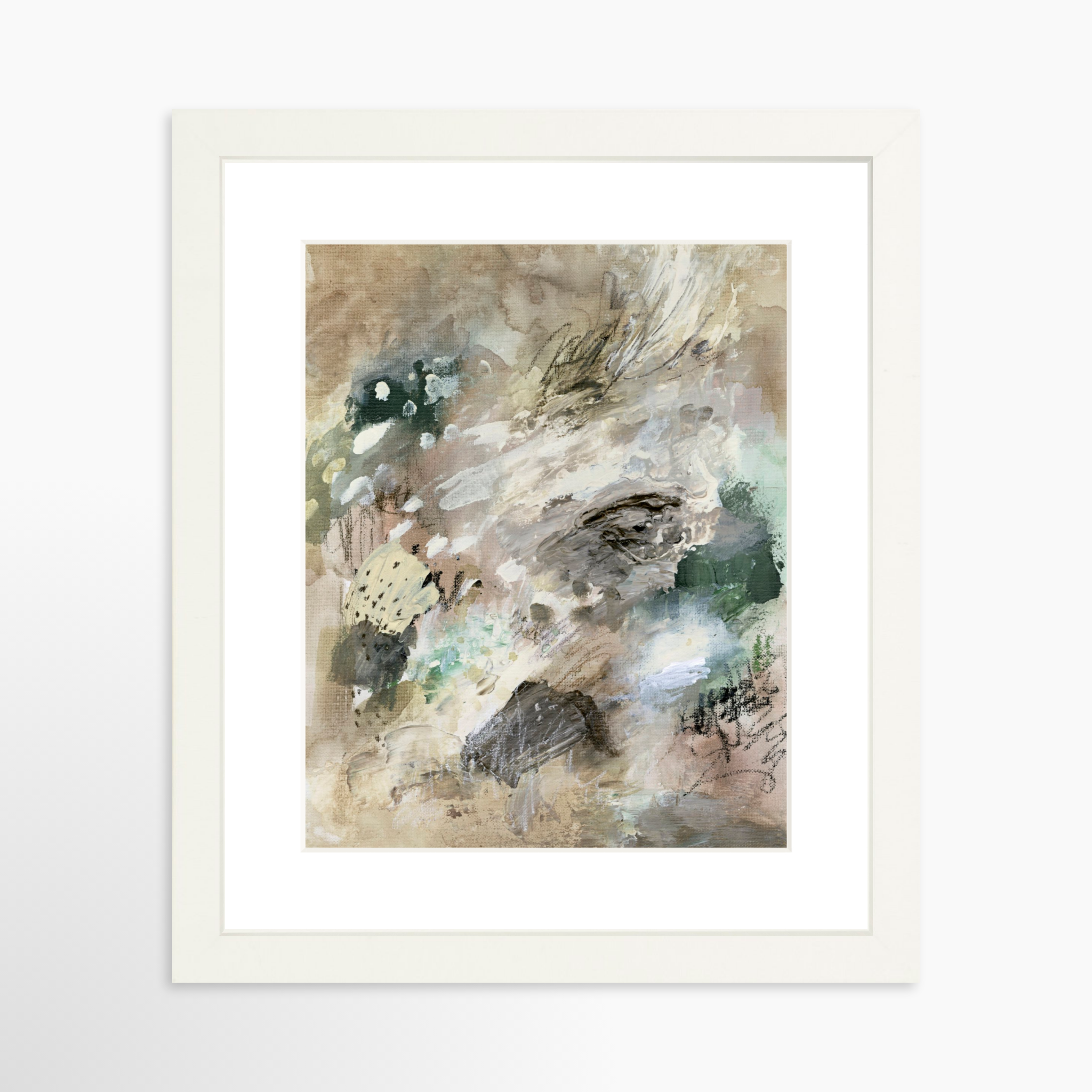 8x10 / White Frame + White Mat