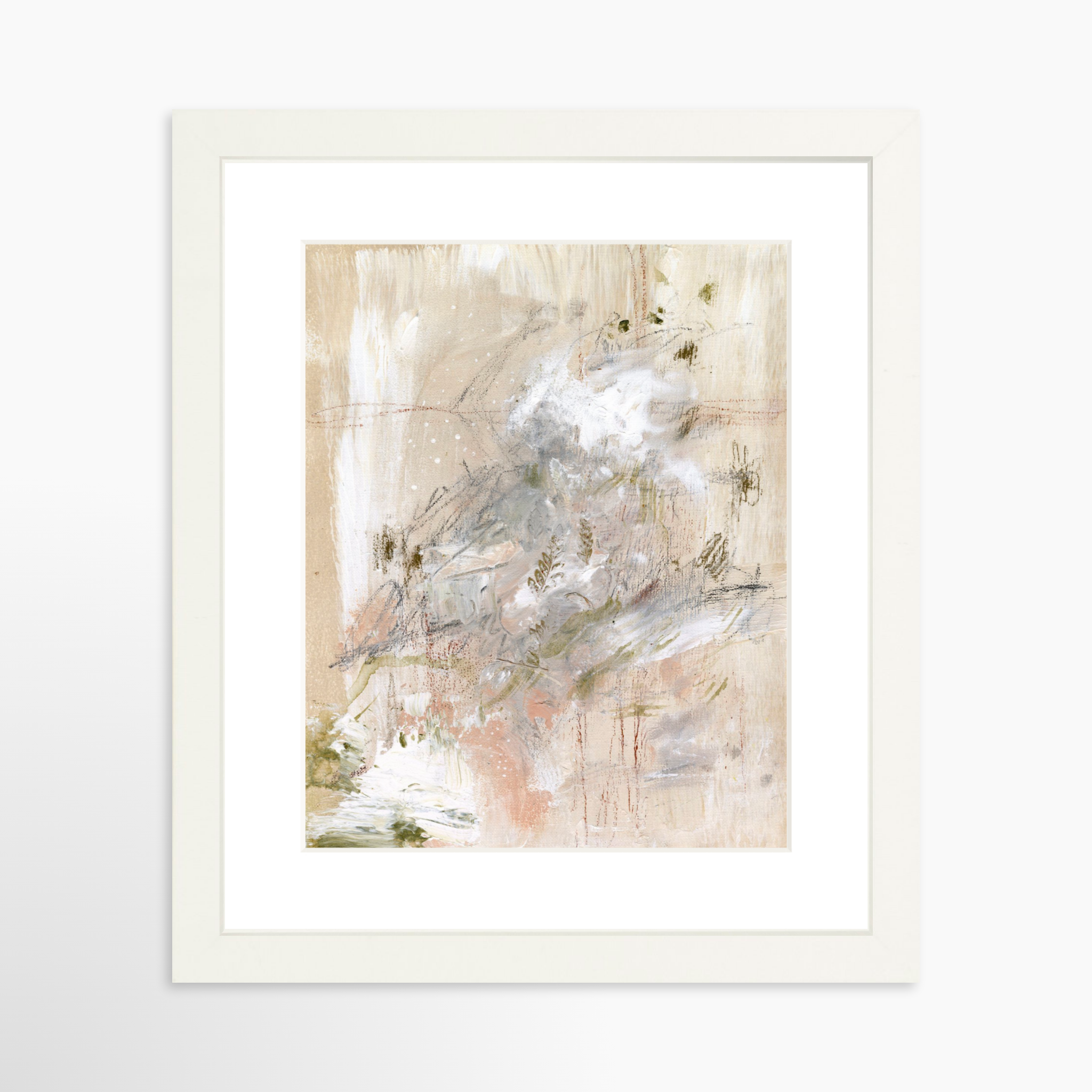 8x10 / White Frame + White Mat
