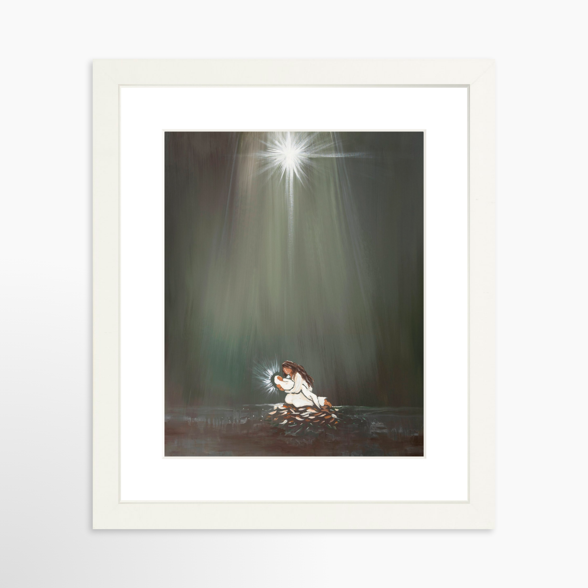 8x10 / White Frame + White Mat