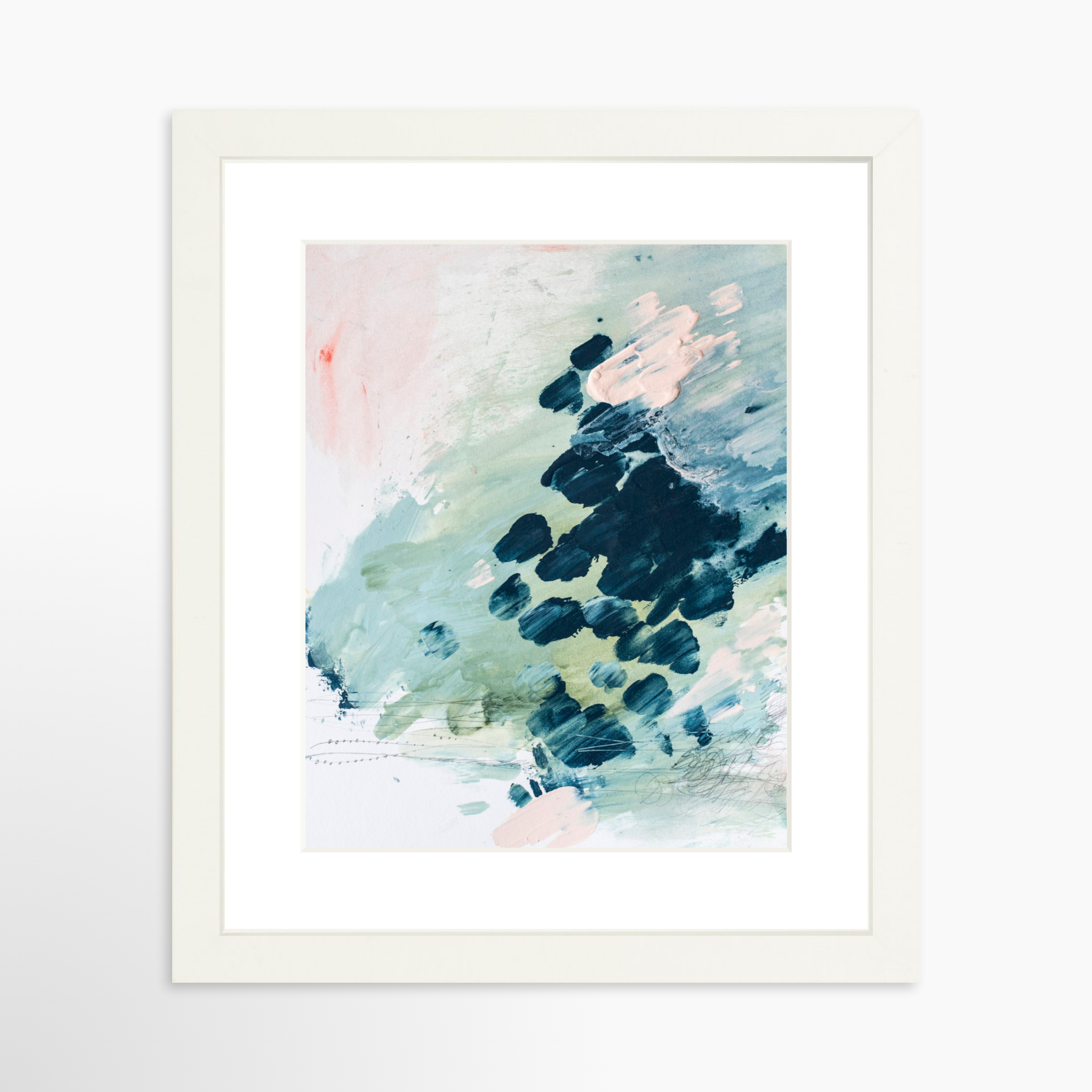 8x10 / White Frame + White Mat