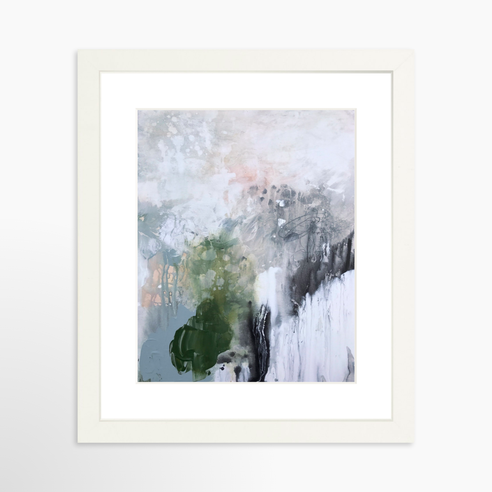 8x10 / White Frame + White Mat