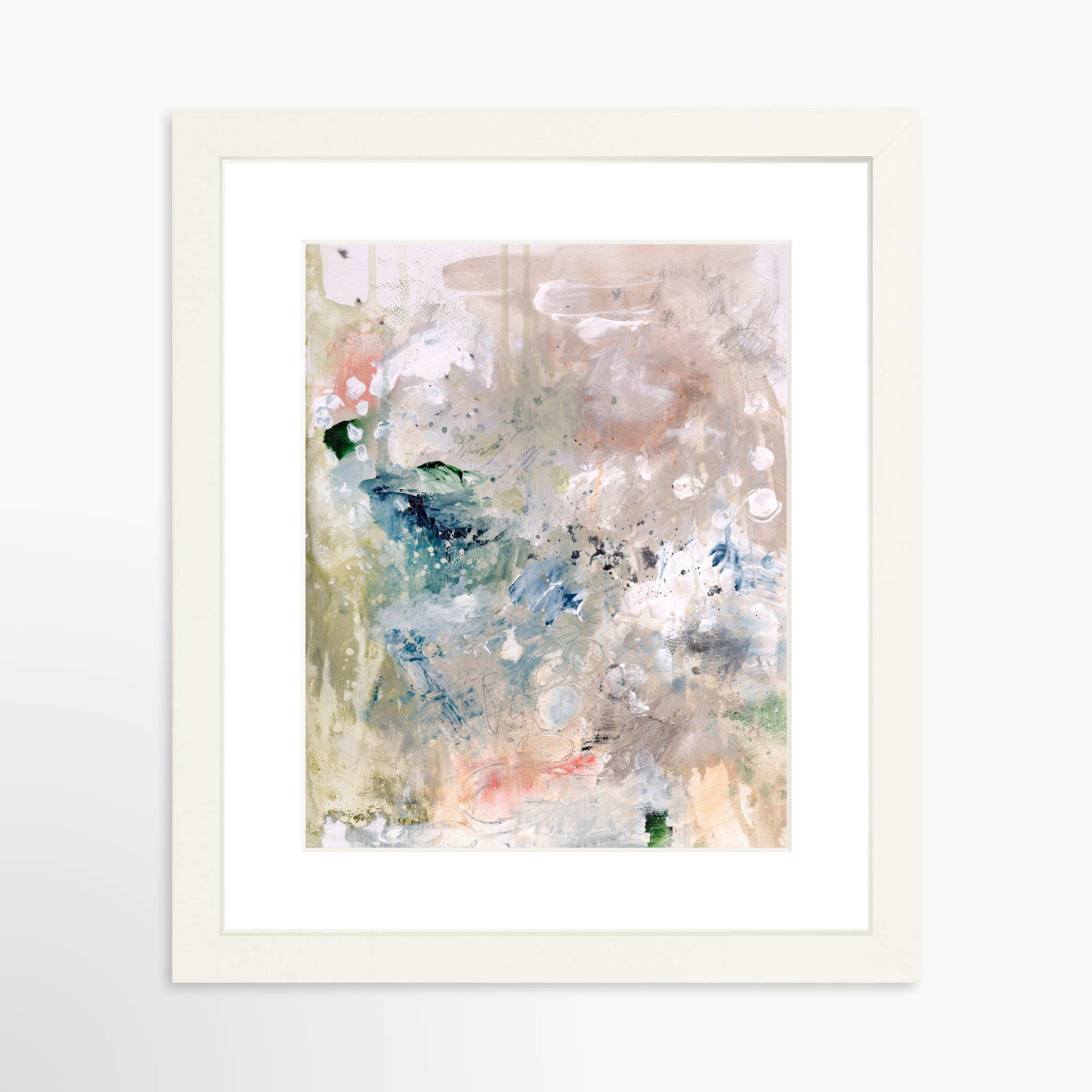 8x10 / White Frame + White Mat