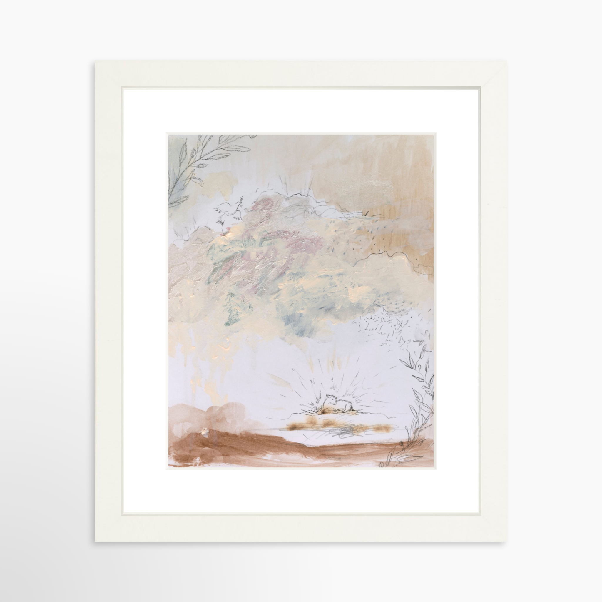 8x10 / White Frame + White Mat