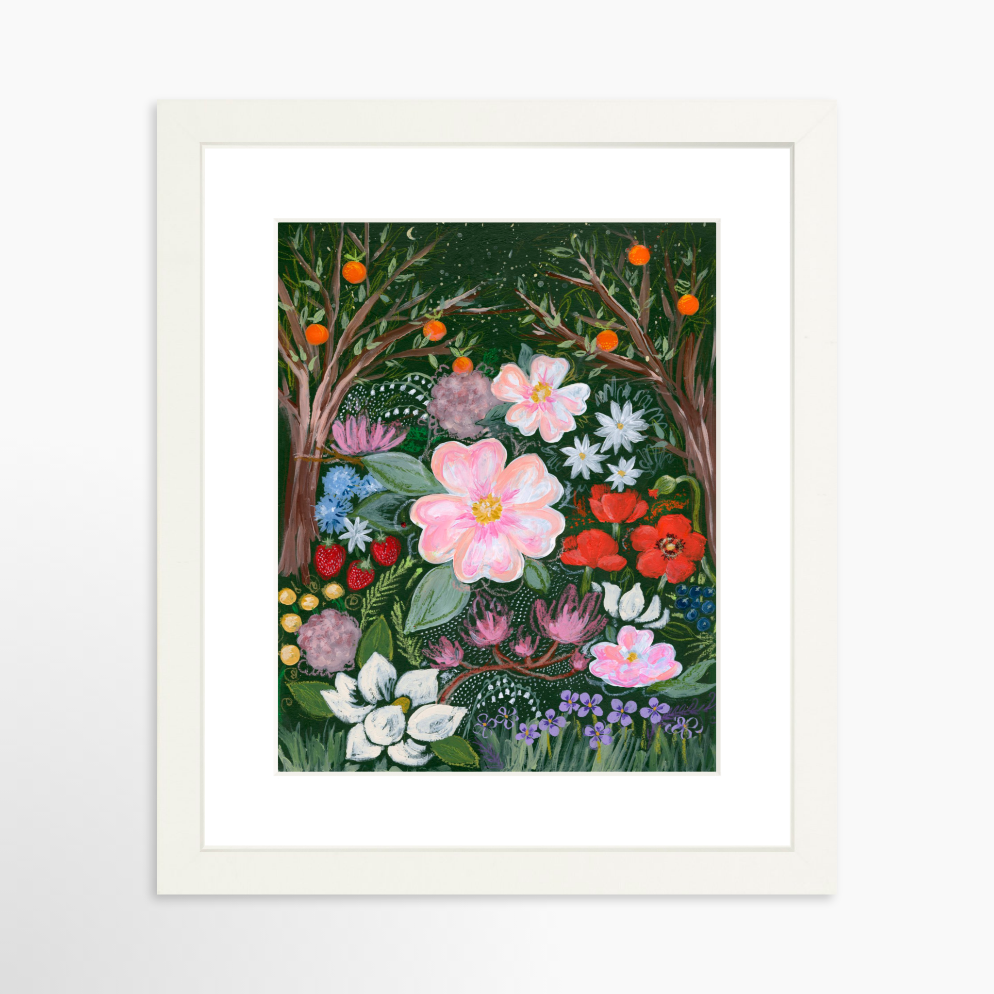 8x10 / White Frame + White Mat