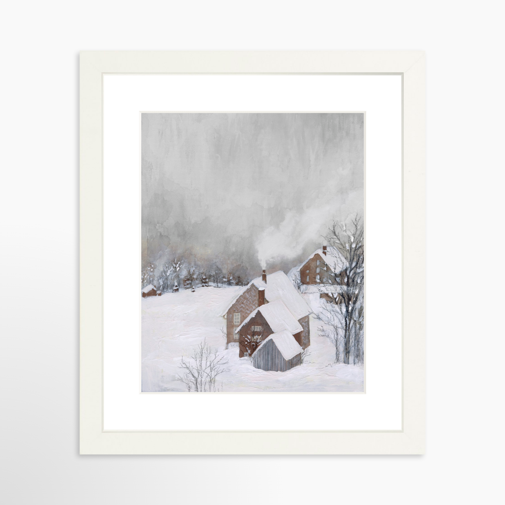 8x10 / White Frame + White Mat