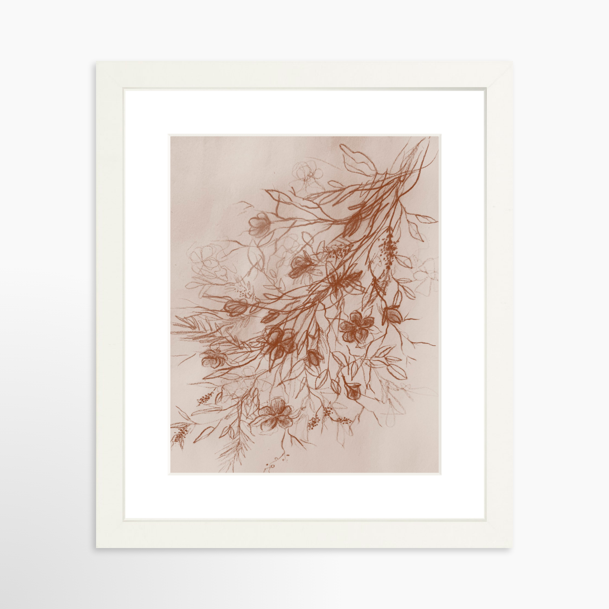 8x10 / White Frame + White Mat