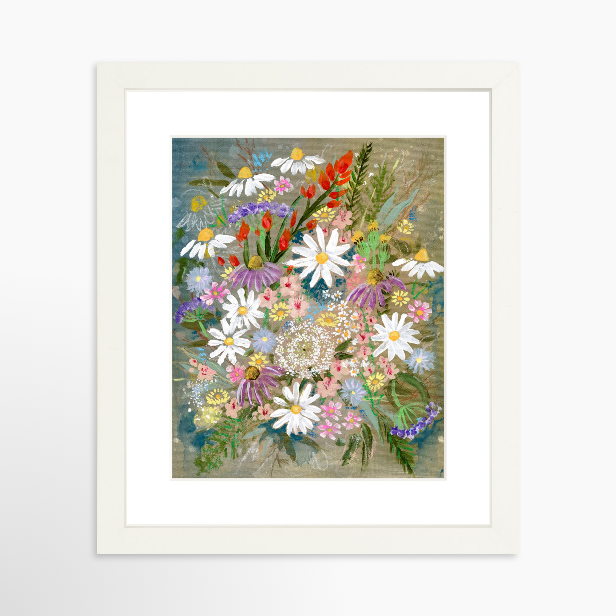 8x10 / White Frame + White Mat