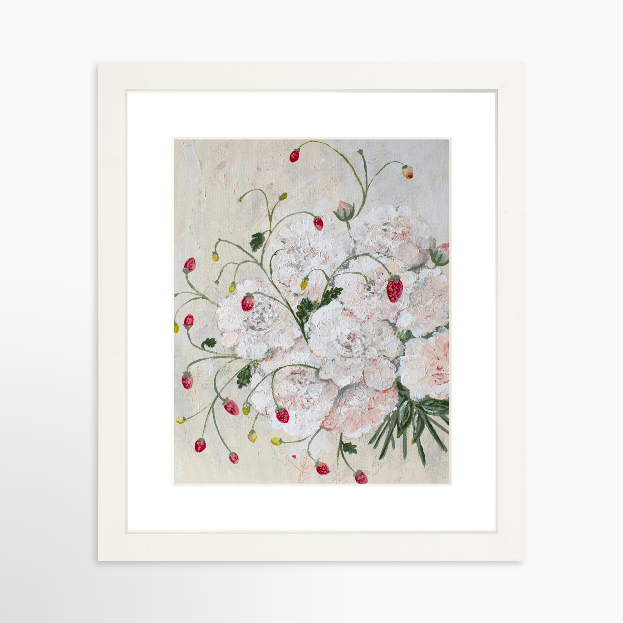 8x10 / White Frame + White Mat