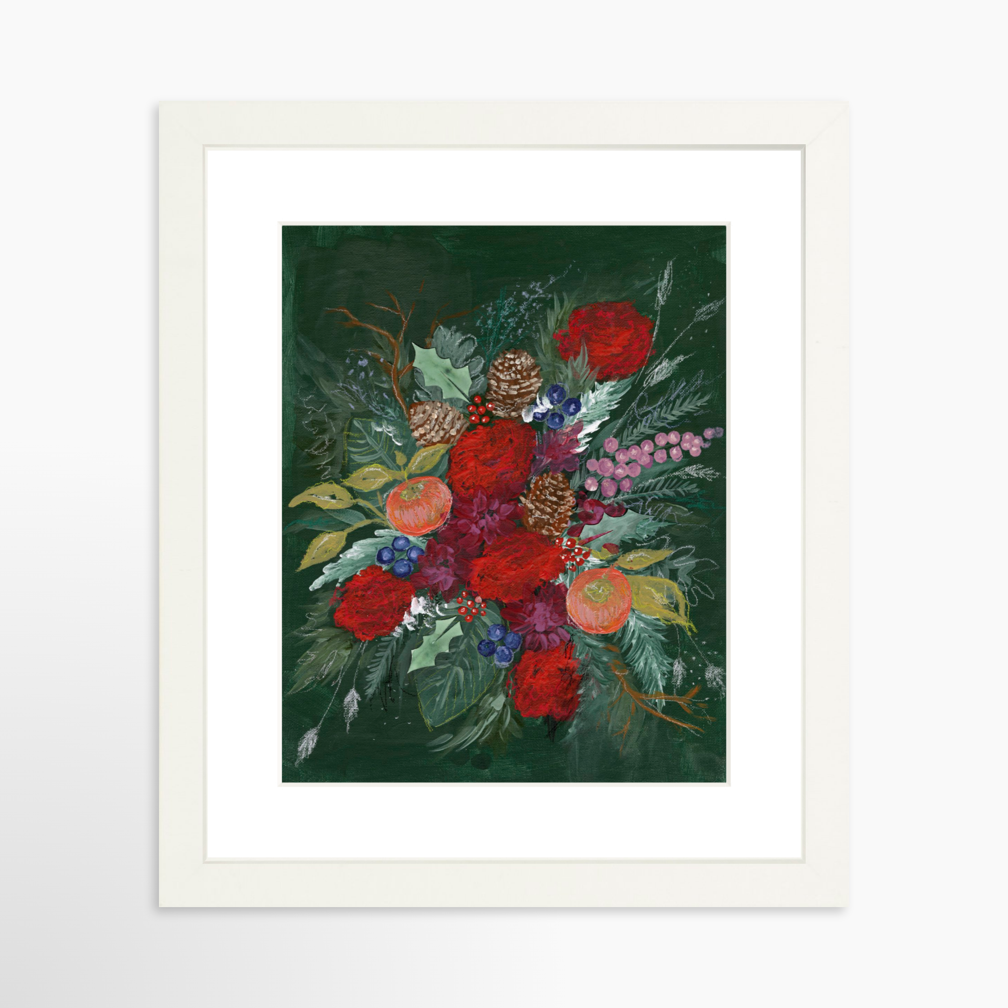 8x10 / White Frame + White Mat