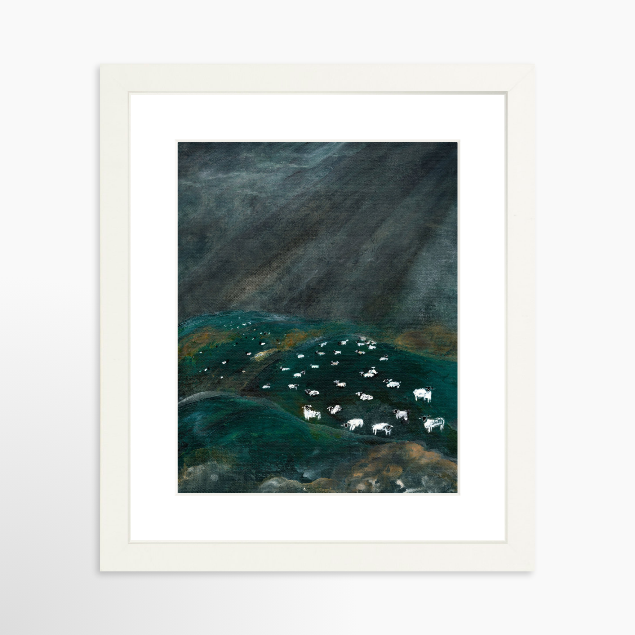 8x10 / White Frame + White Mat