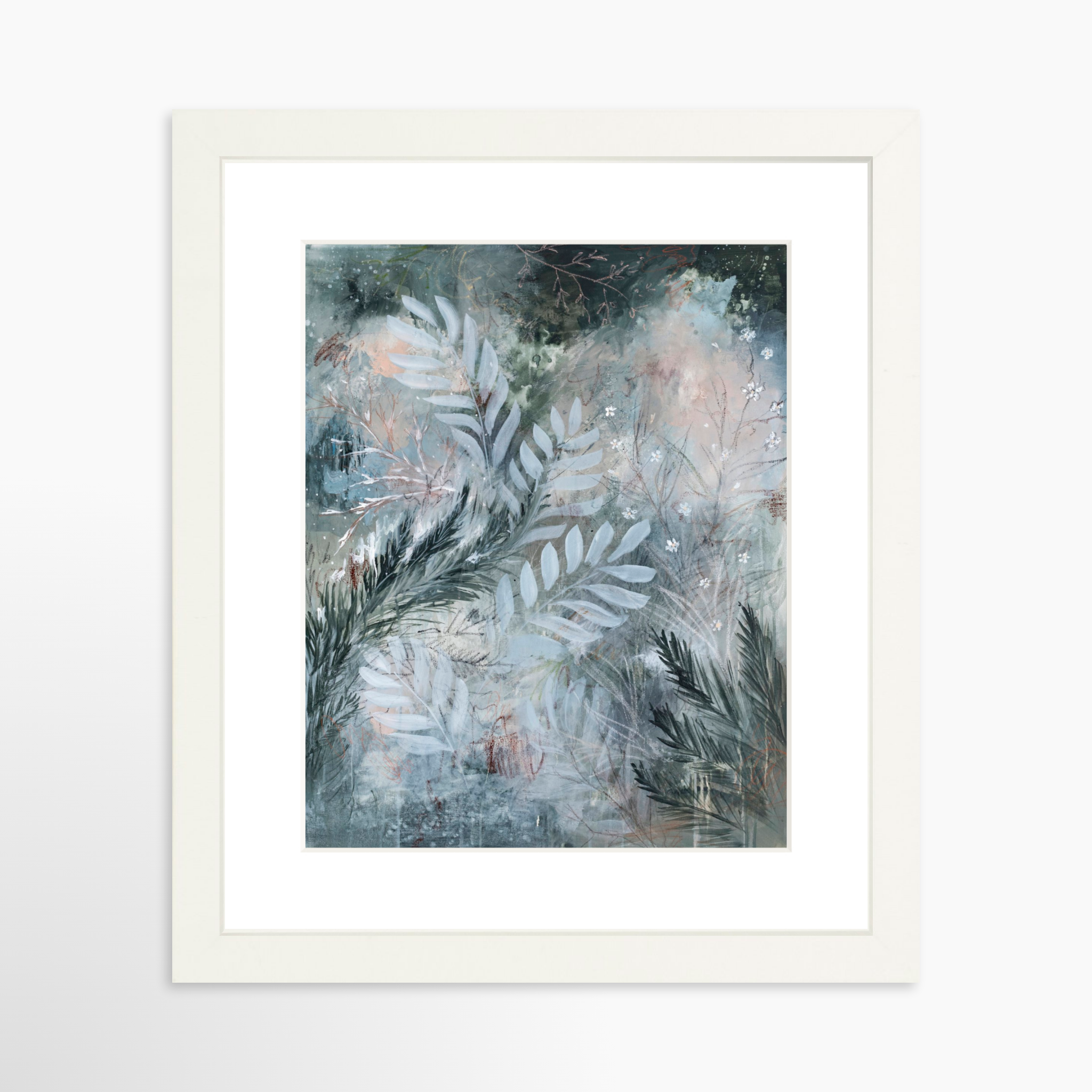8x10 / White Frame + White Mat