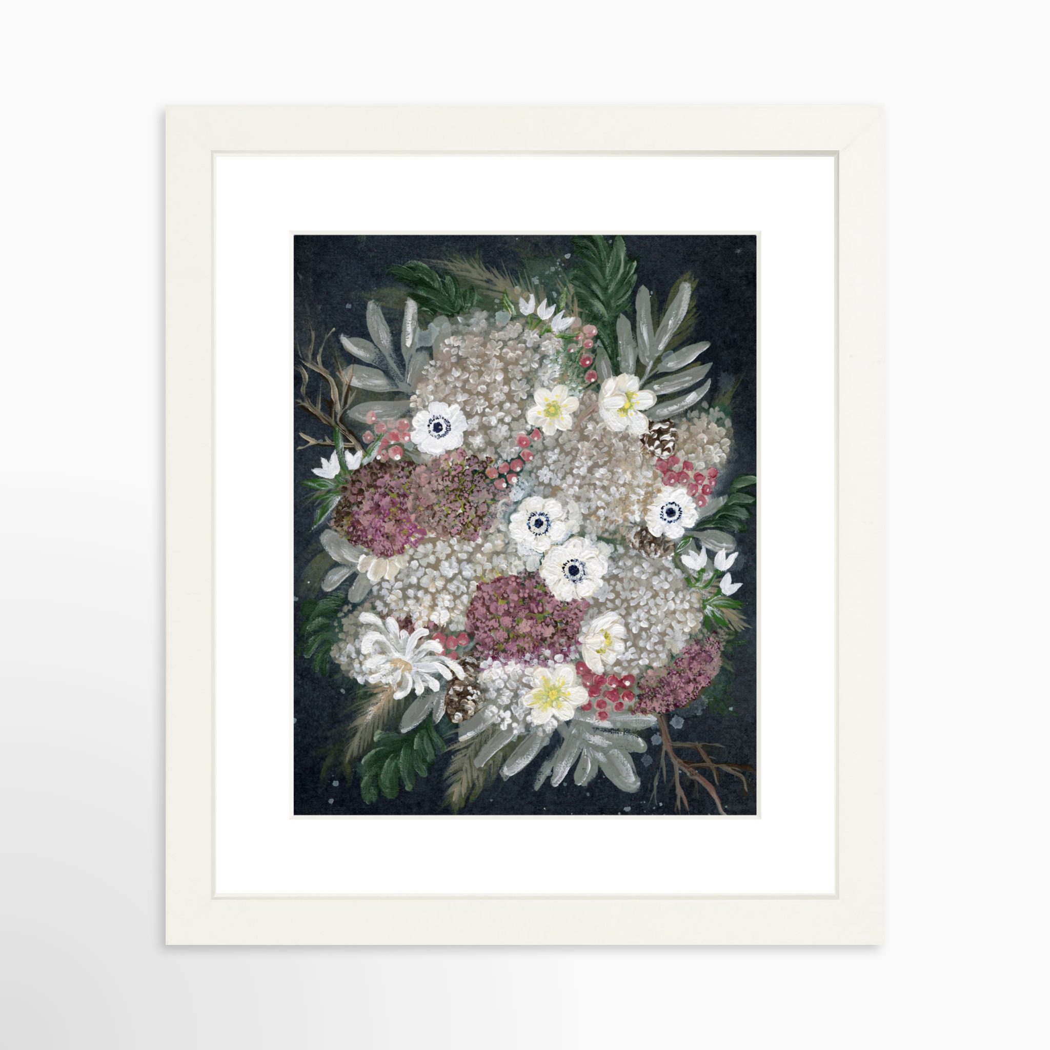 8x10 / White Frame + White Mat