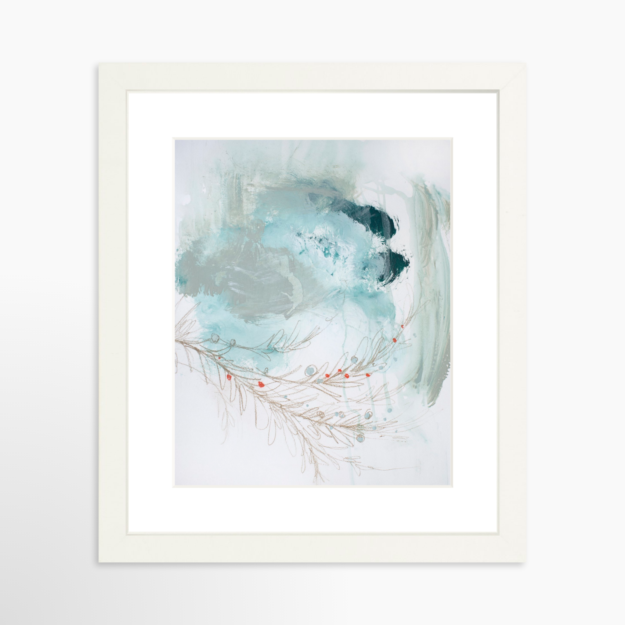 8x10 / White Frame + White Mat