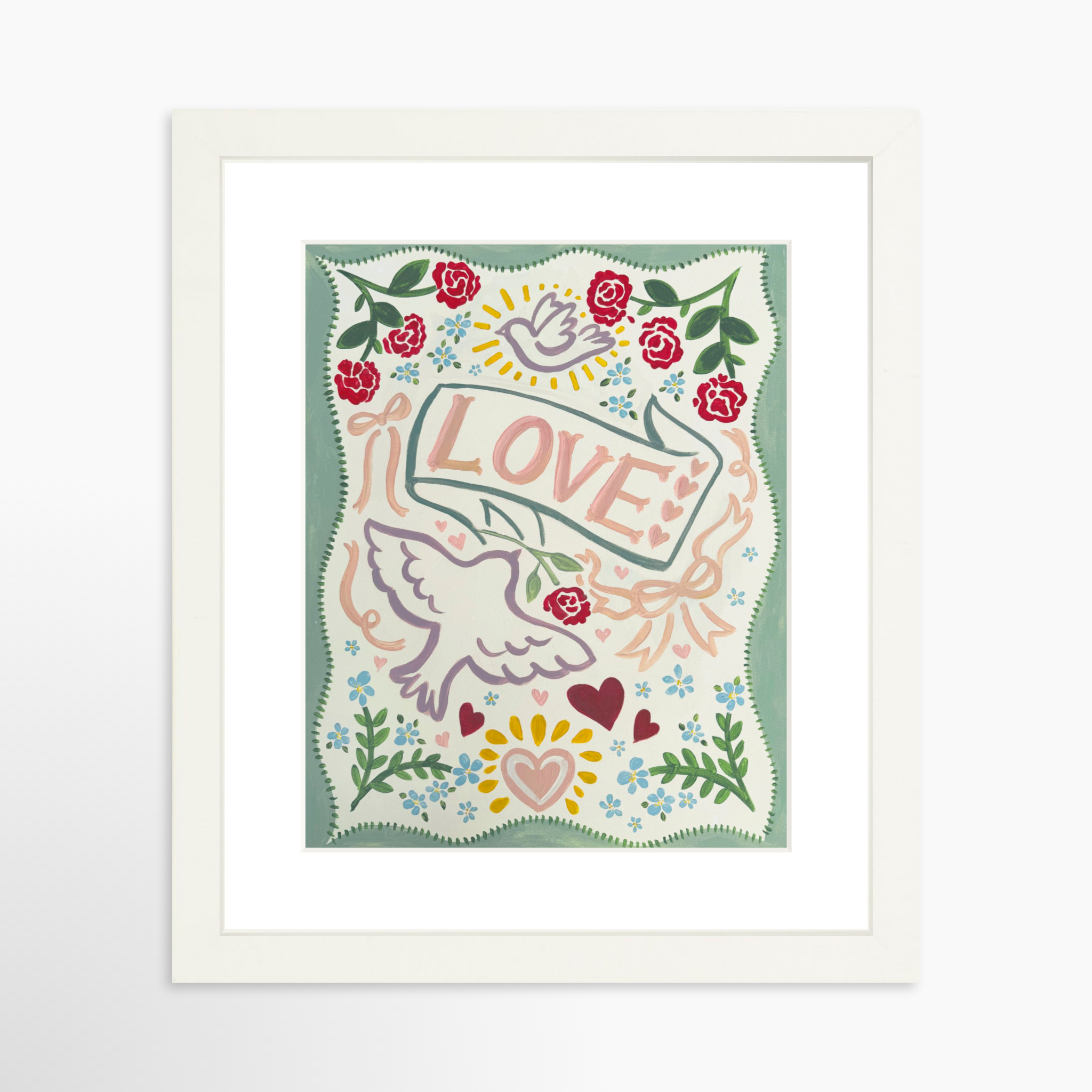 8x10 / White Frame + White Mat