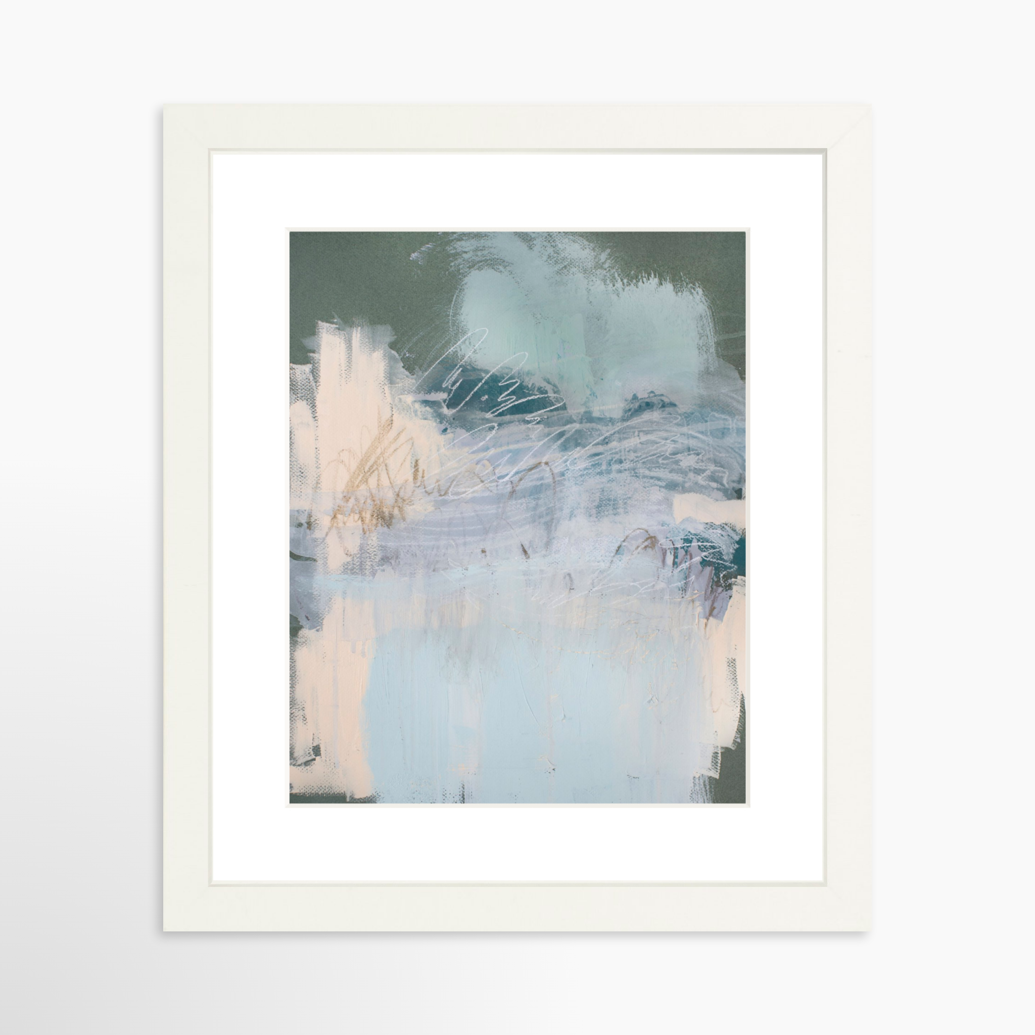 8x10 / White Frame + White Mat
