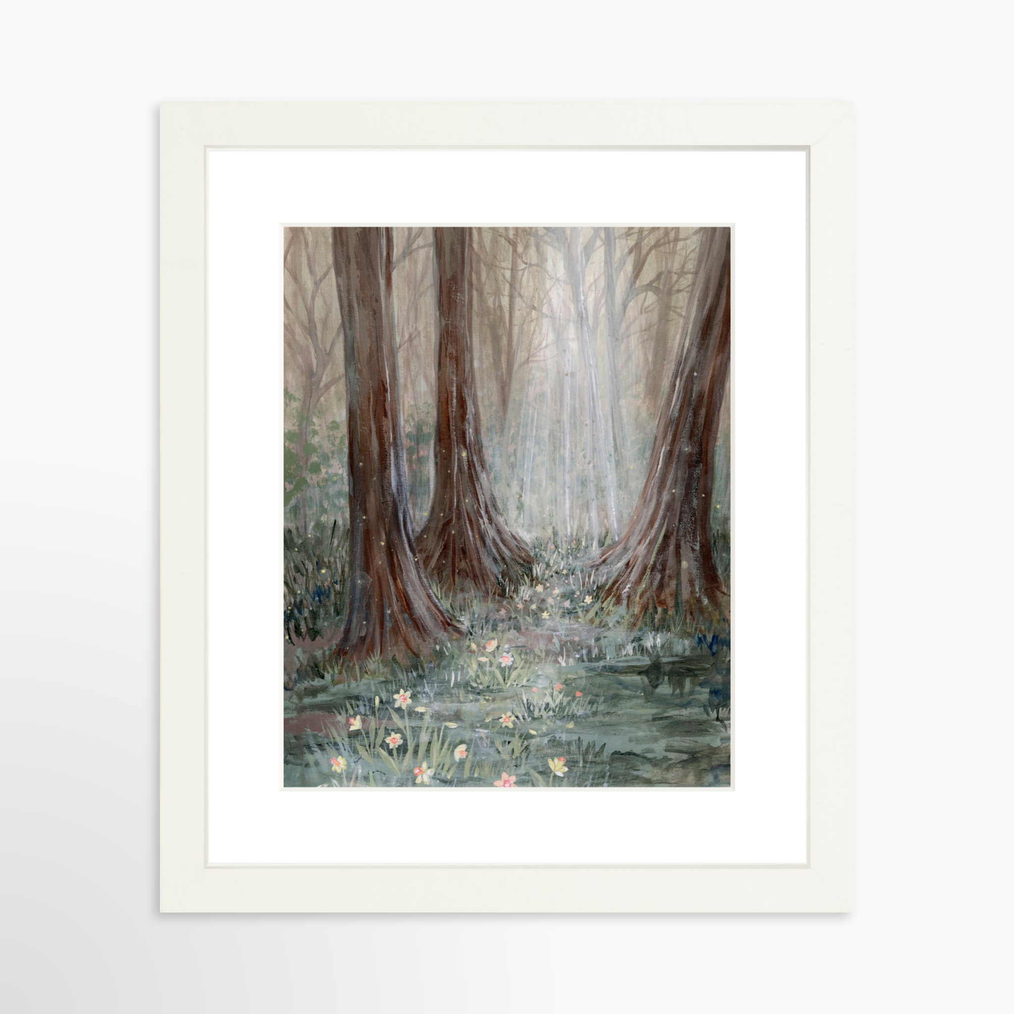 8x10 / White Frame + White Mat