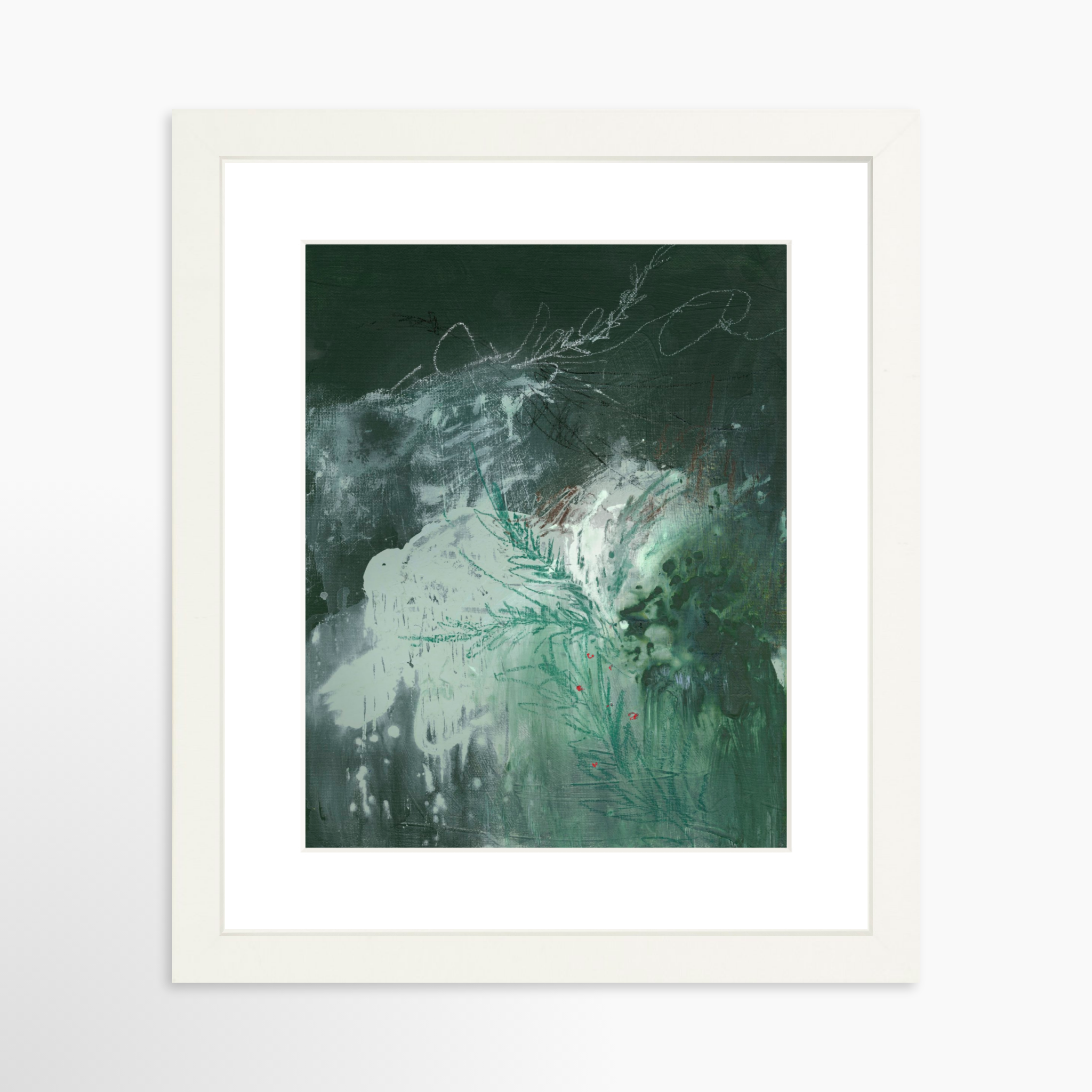 8x10 / White Frame + White Mat