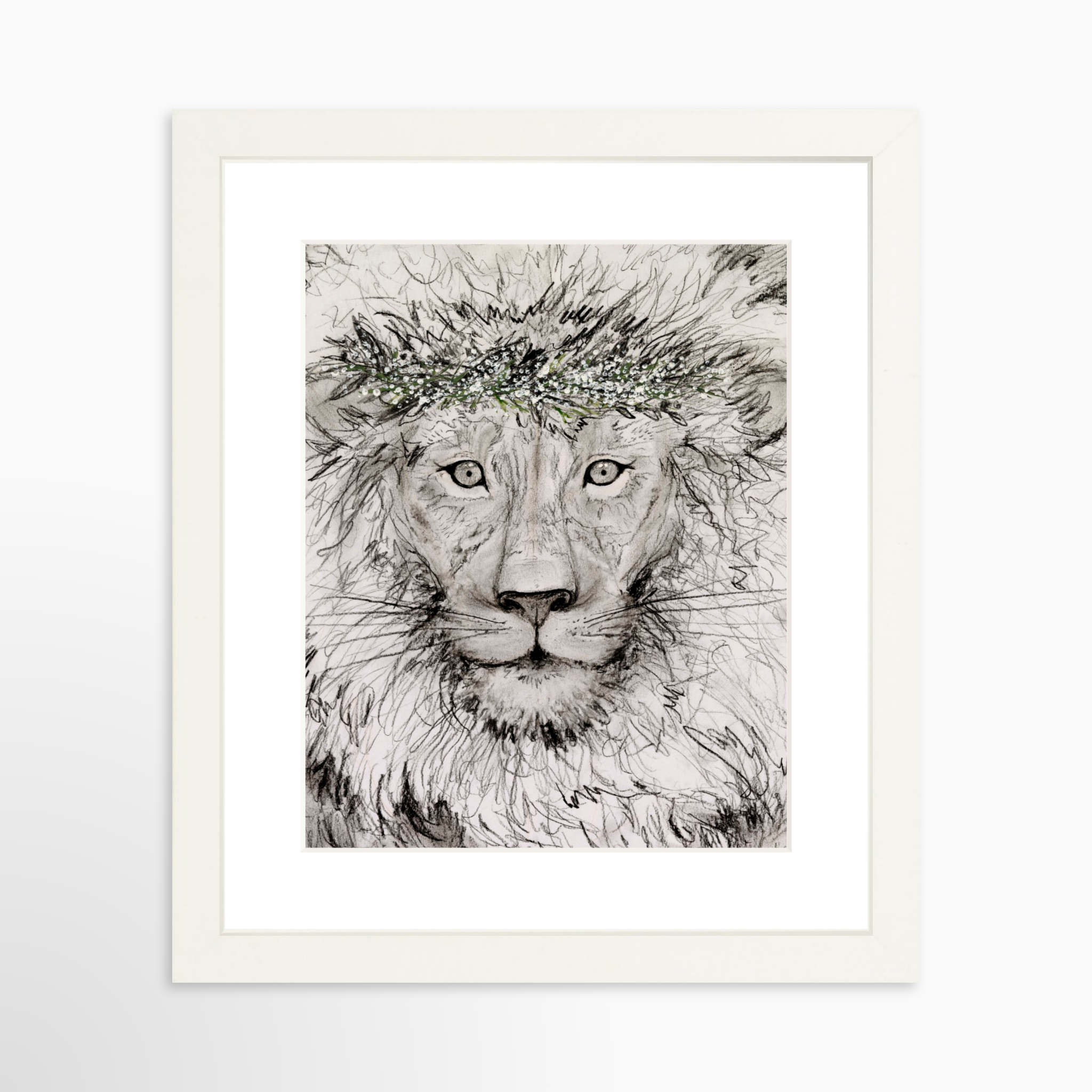 8x10 / White Frame + White Mat