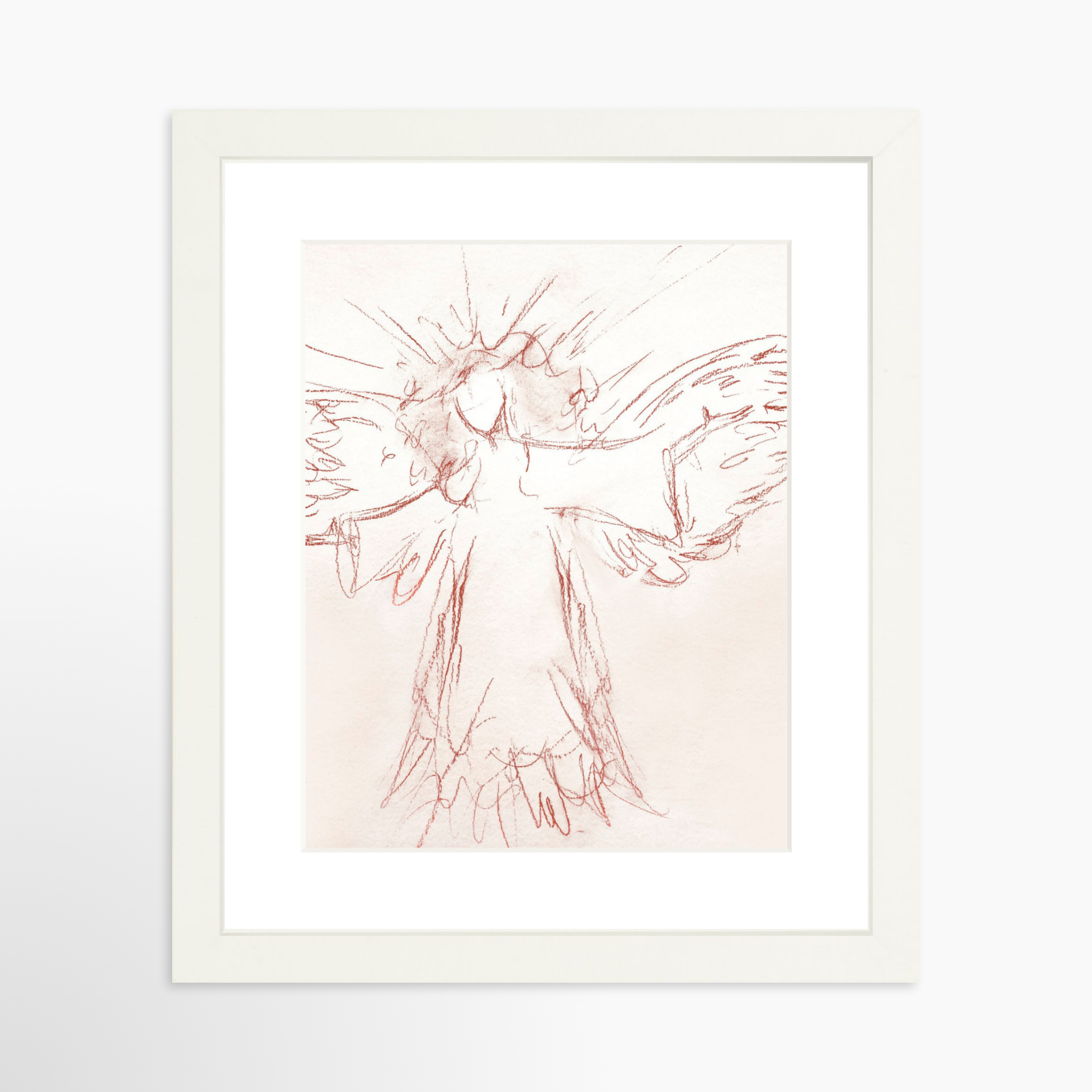 8x10 / White Frame + White Mat