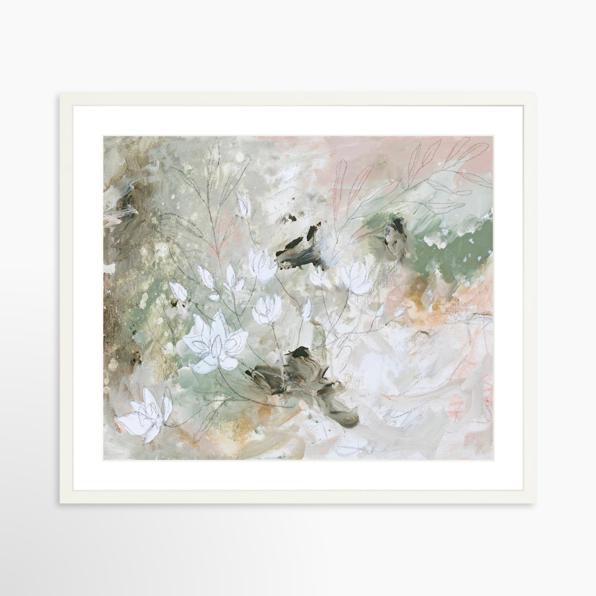 25x20 / White Frame + White Mat