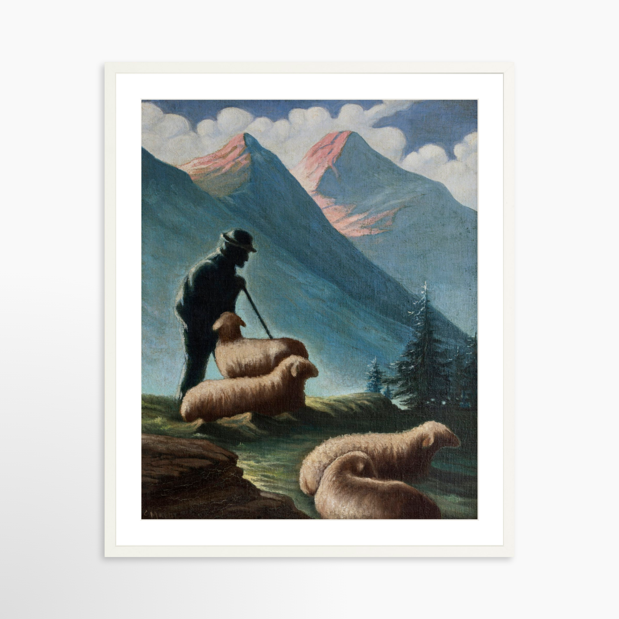 24x30 / White Frame + White Mat