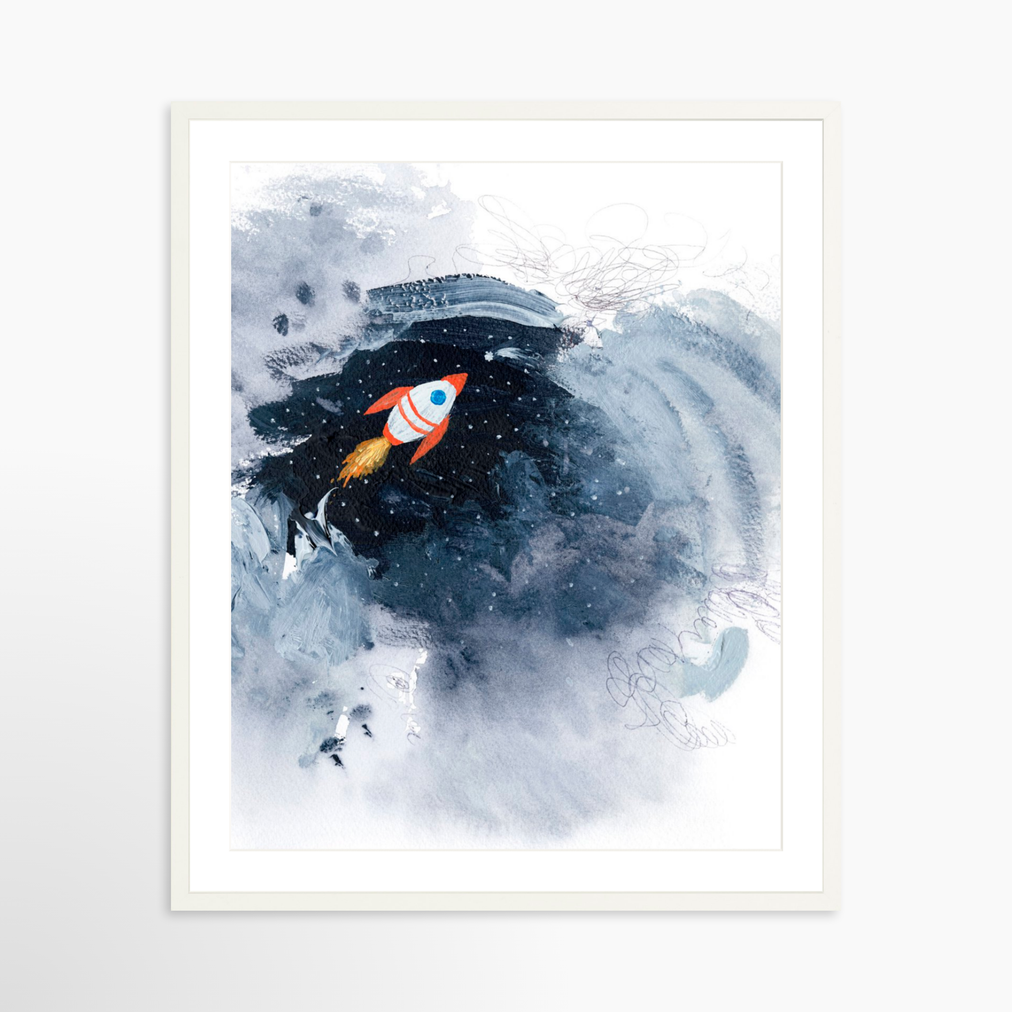 24x30 / White Frame + White Mat