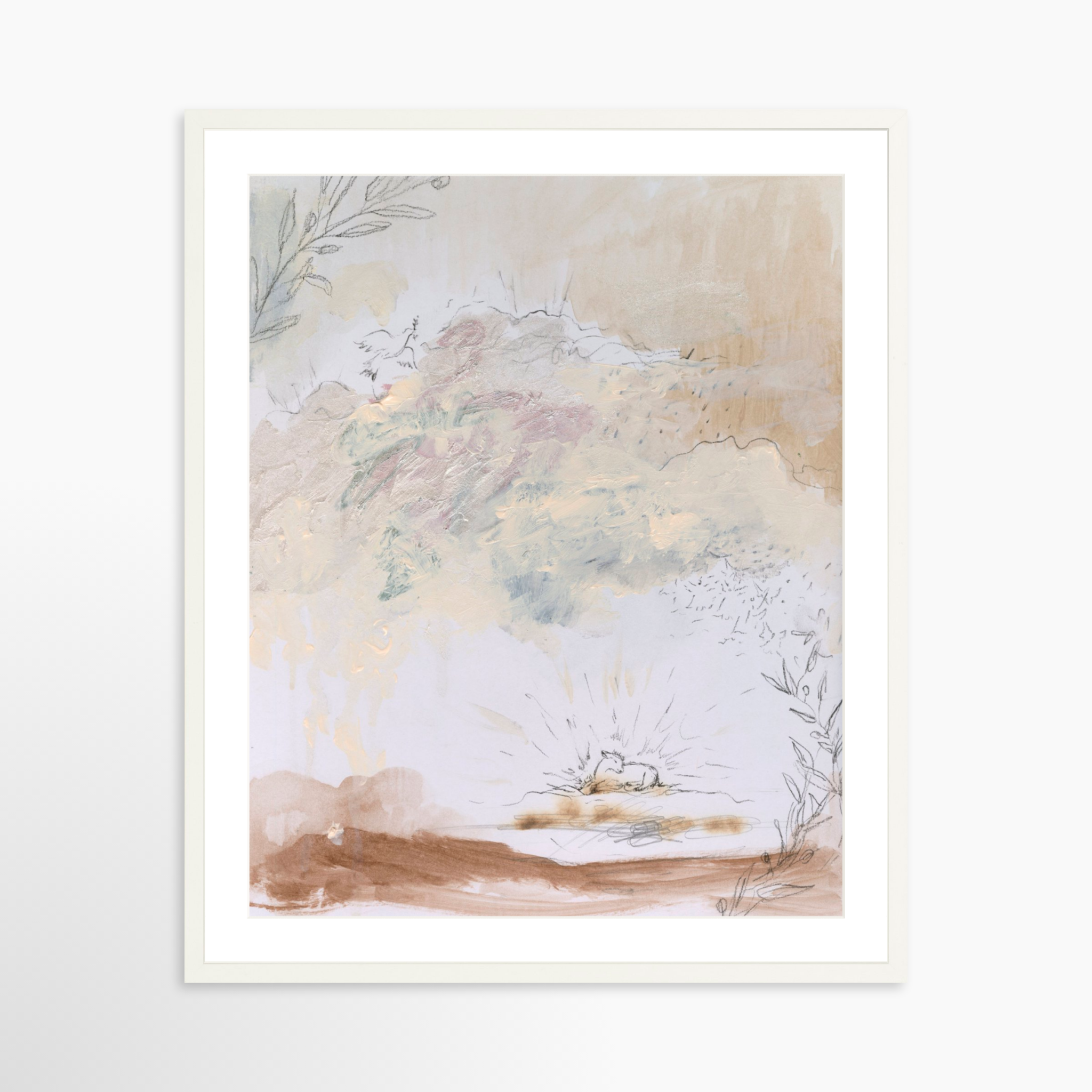 24x30 / White Frame + White Mat