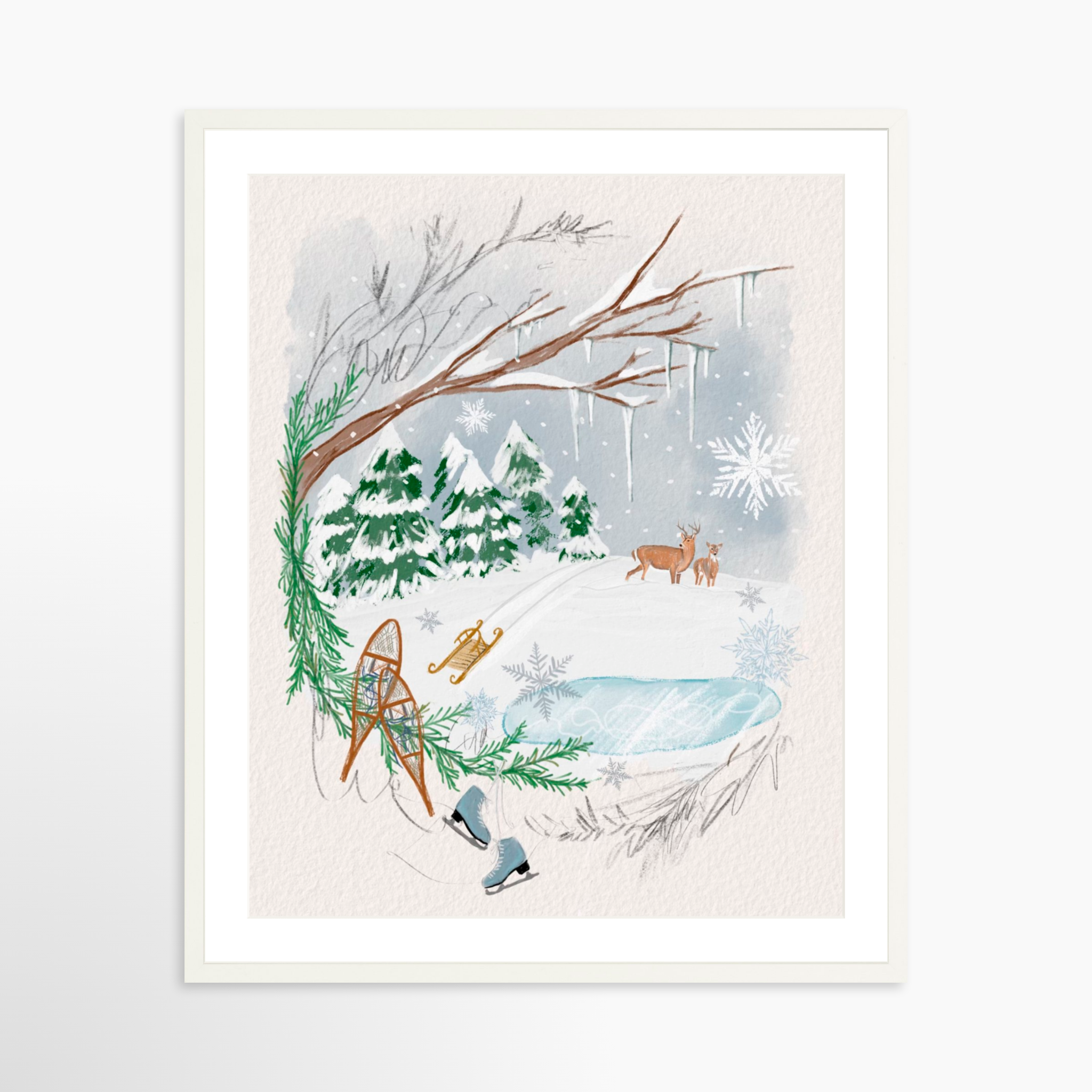 24x30 / White Frame + White Mat