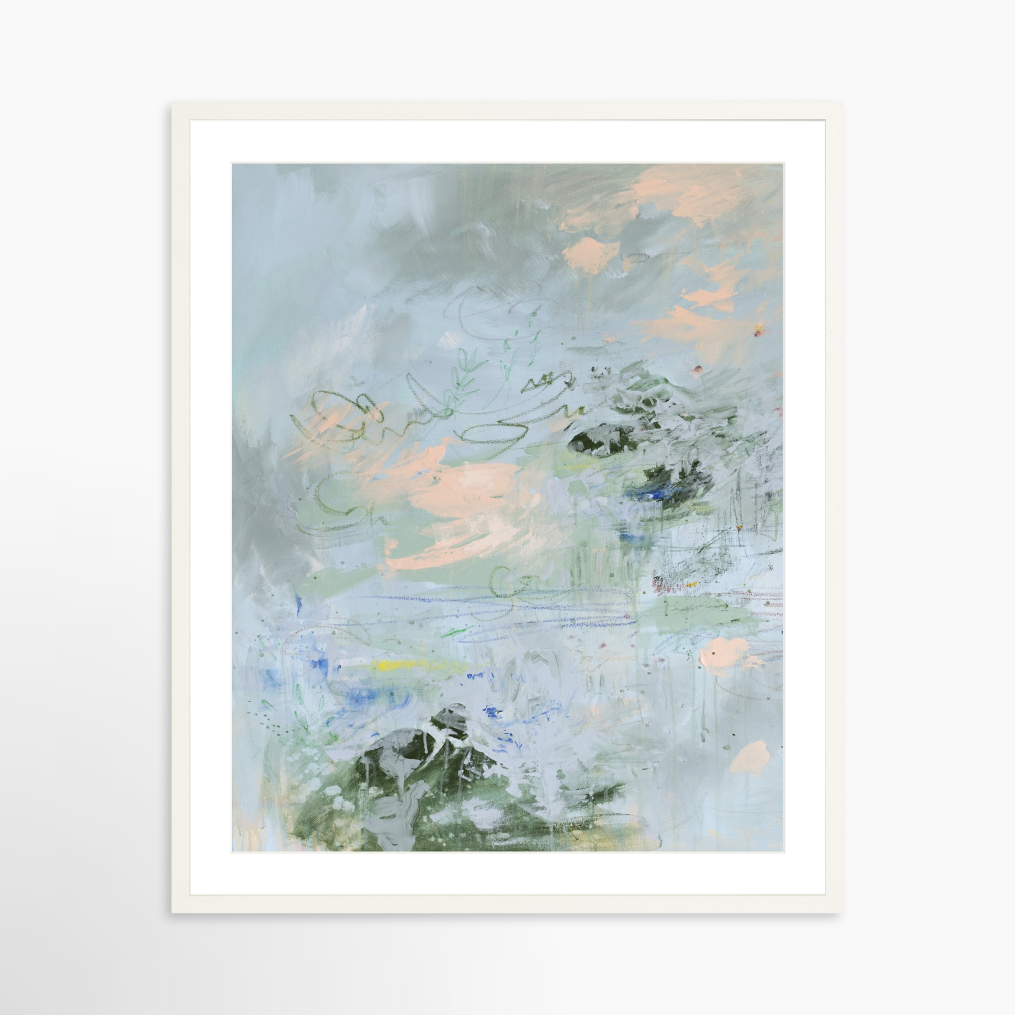 24x30 / White Frame + White Mat