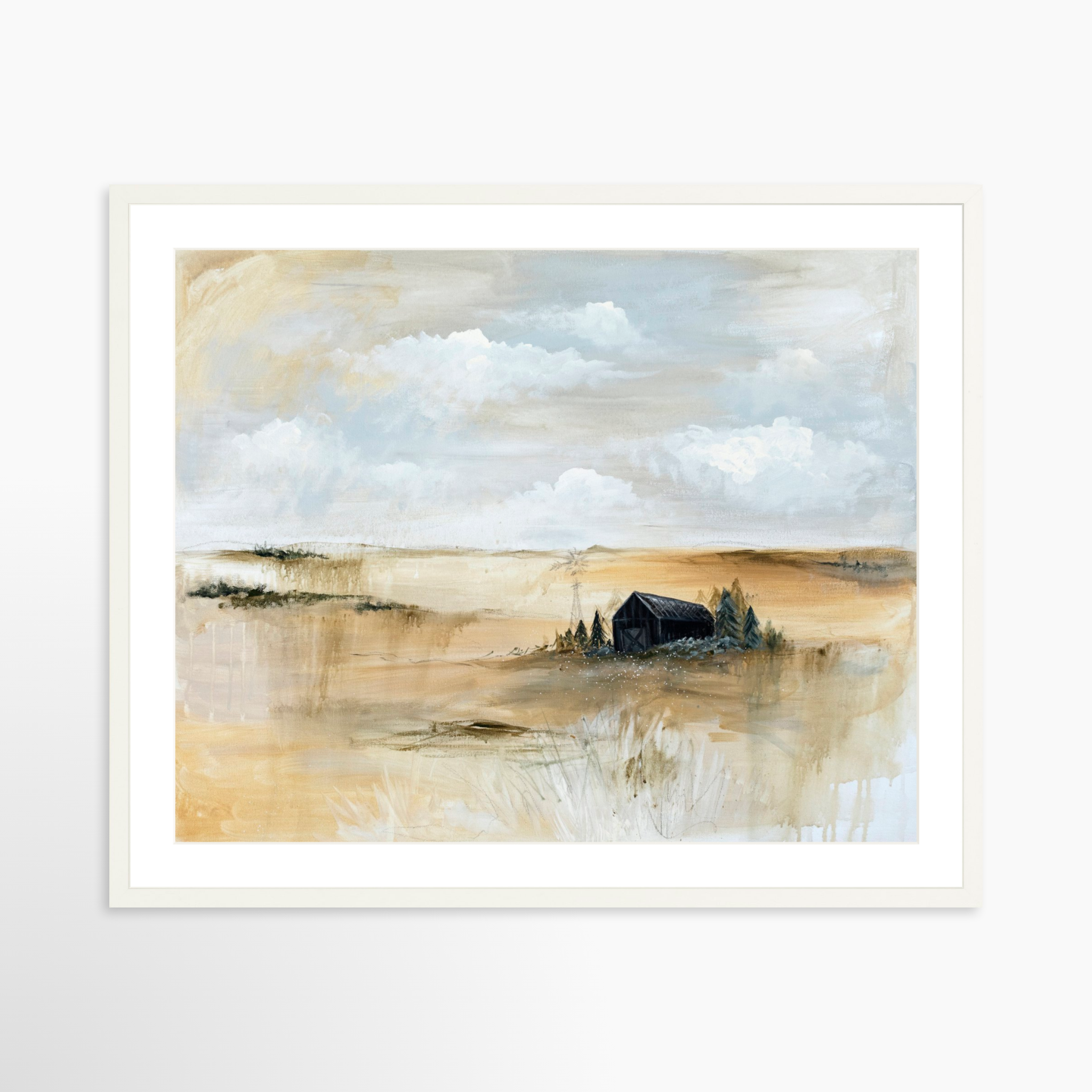30x24 / White Frame + White Mat