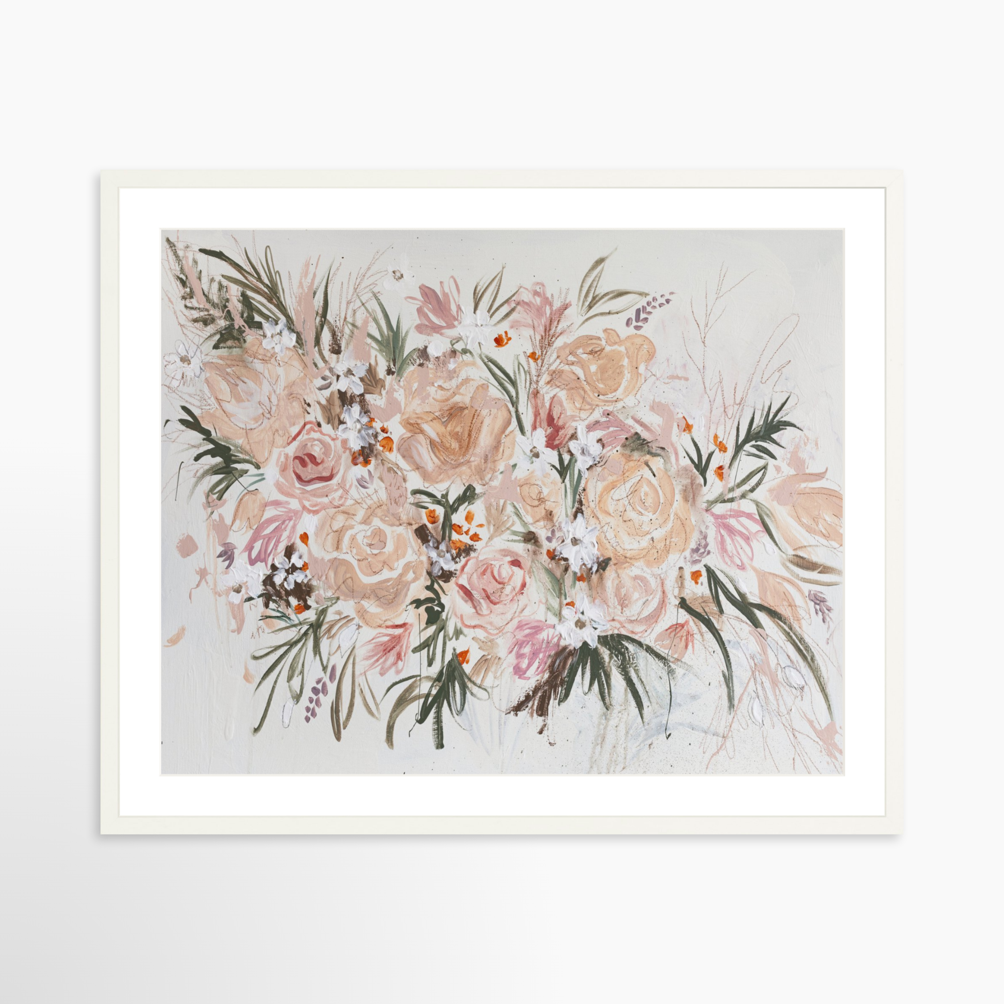 30x24 / White Frame + White Mat