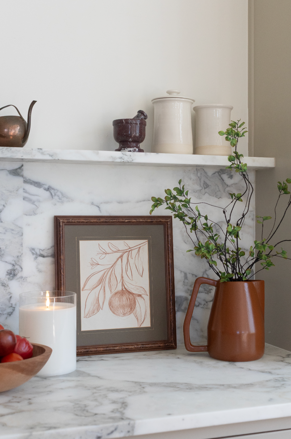 Sepia Pom Sketch Luxe Art Print