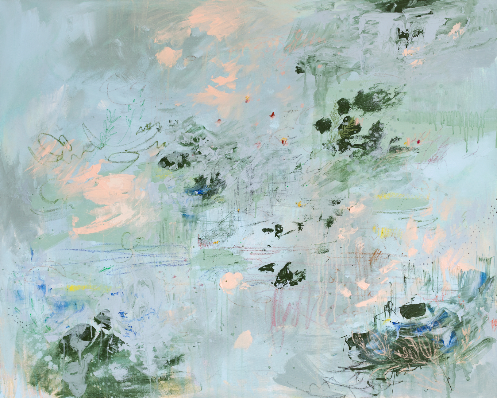 Petals Under Water Textured Canvas Wall Art