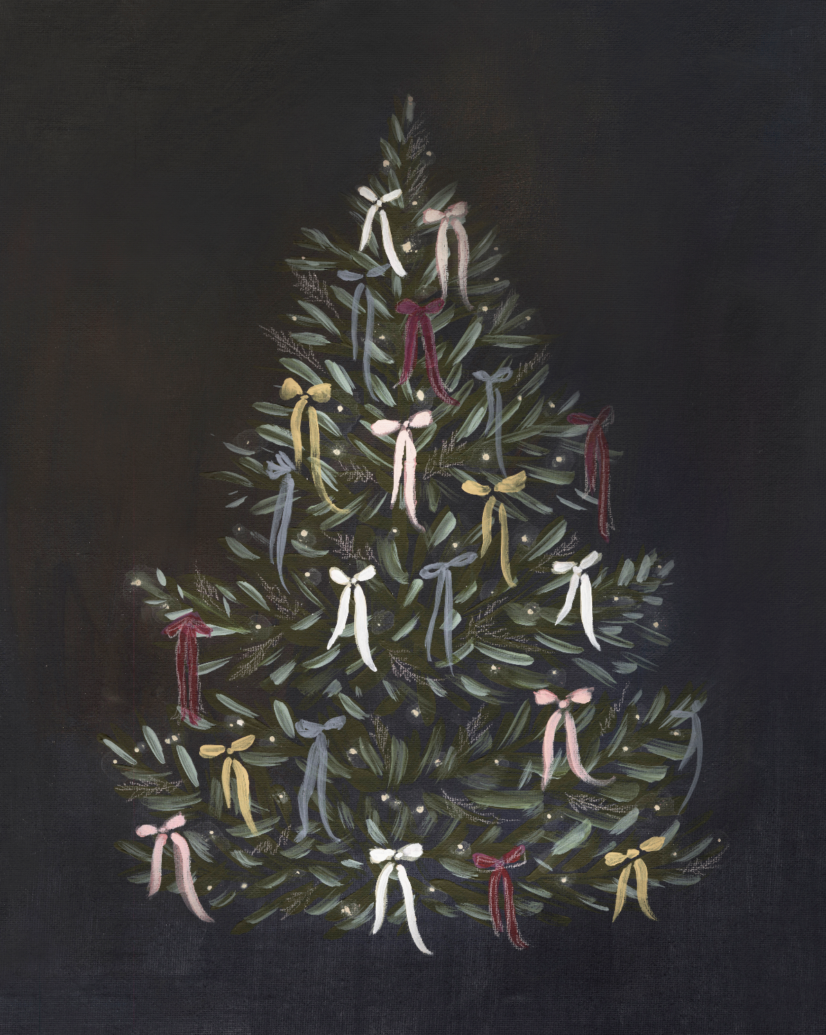 Christmas Tree with Bows Luxe Art Print