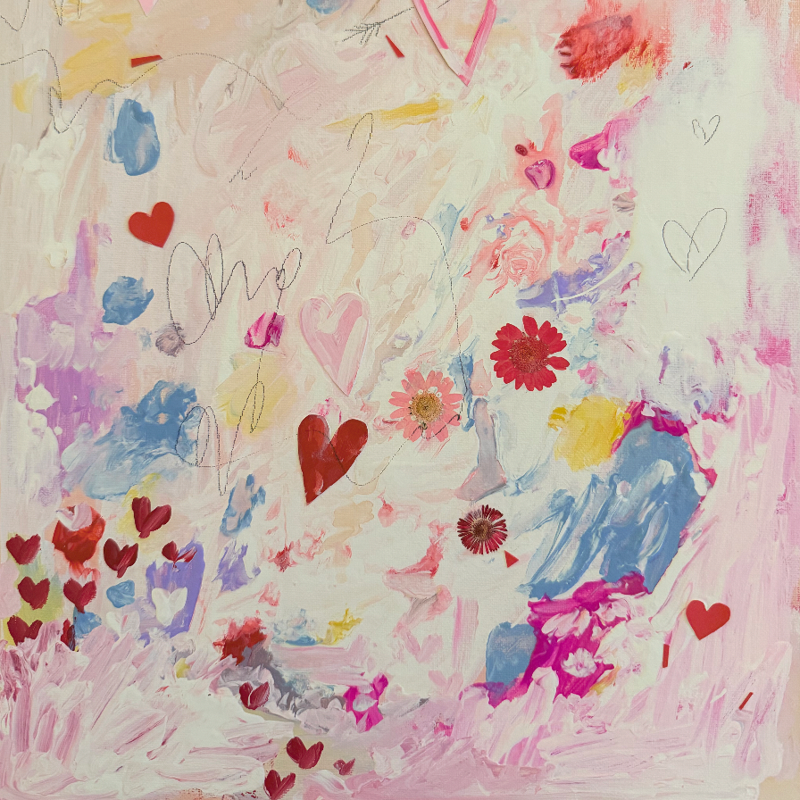 Confetti Hearts Canvas Wall Art