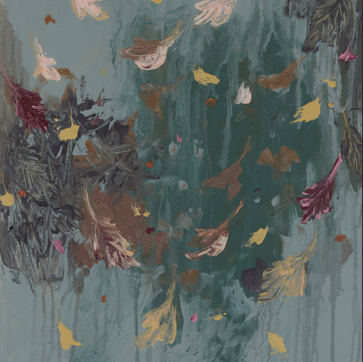 Falling Leaves Textured Canvas Wall Art . Square
