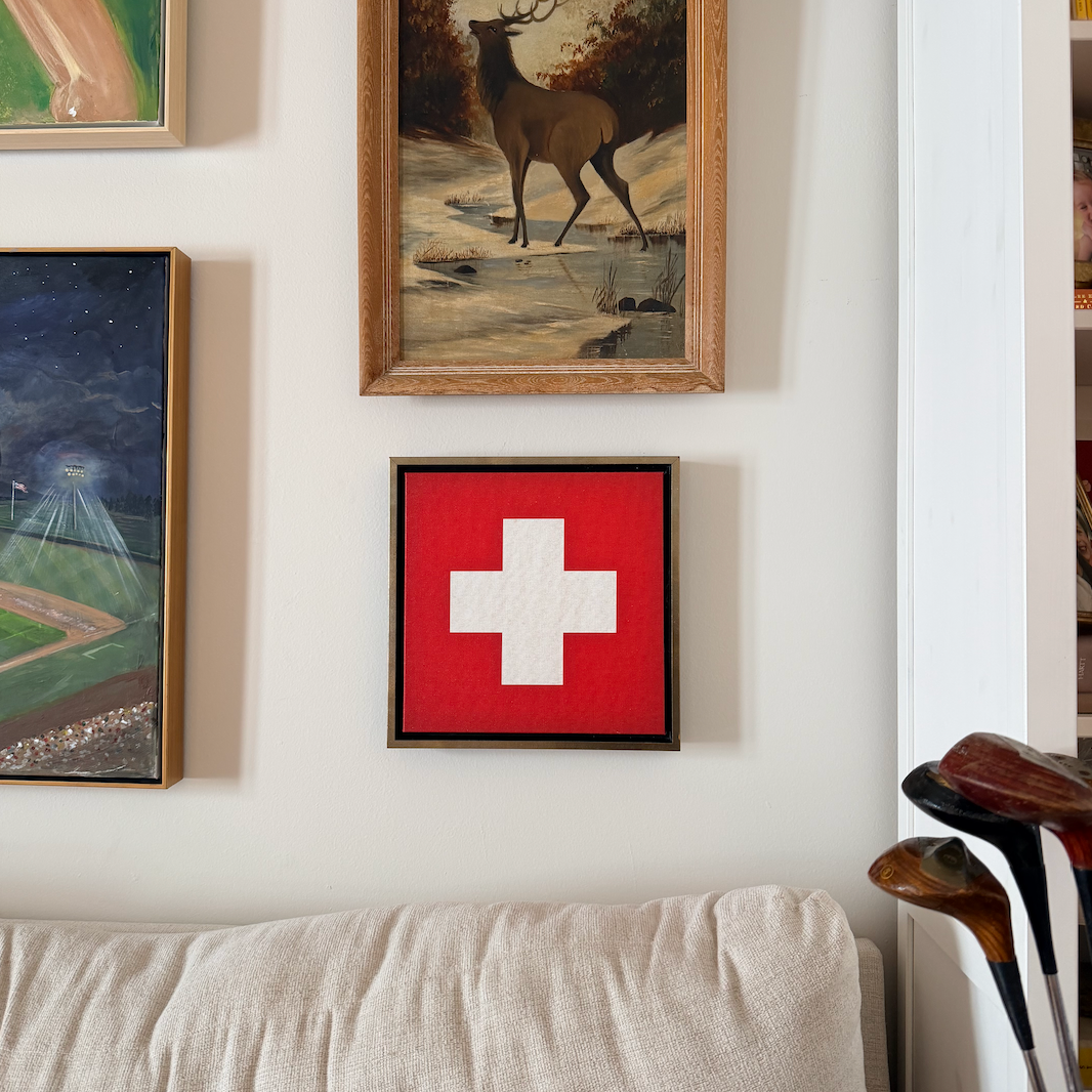 Swiss Cross Canvas Wall Art. Square