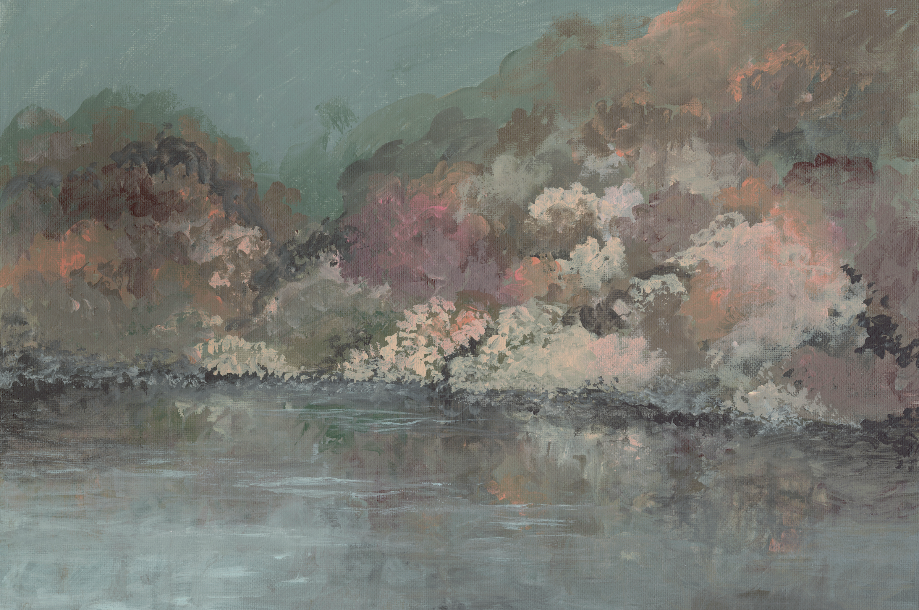 Autumn Shoreline Textured Canvas Wall Art (Rectangle)