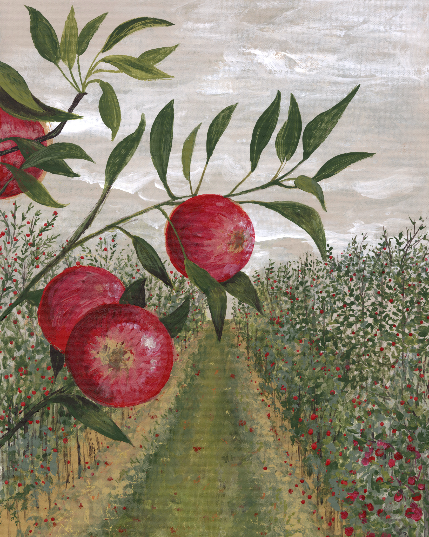 Apple Orchard Textured Canvas Wall Art