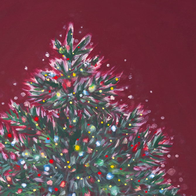 Colorful Lighted Christmas Tree Canvas Wall Art