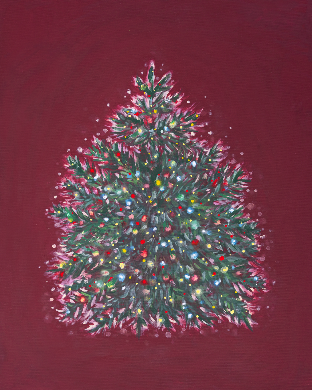 Colorful Lighted Christmas Tree Canvas