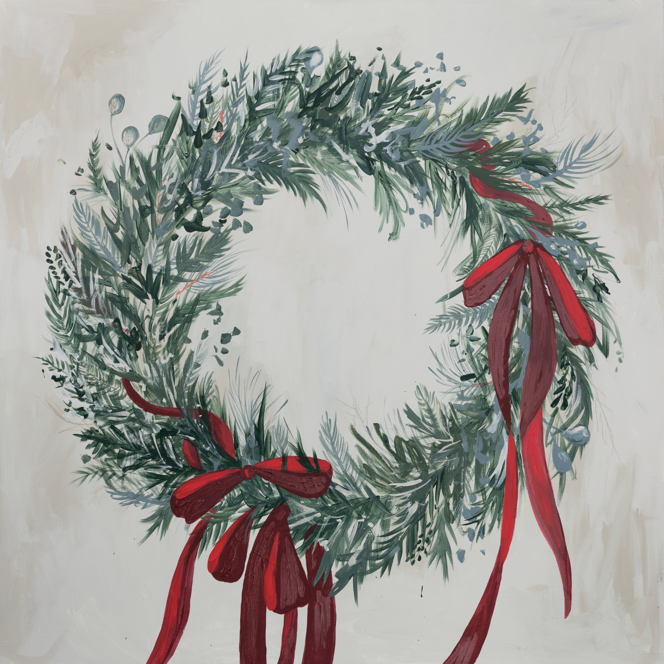 Ribboned Wreath Canvas Wall Art