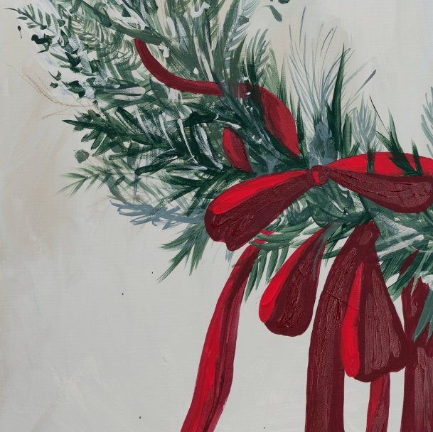 Ribboned Wreath Canvas Wall Art